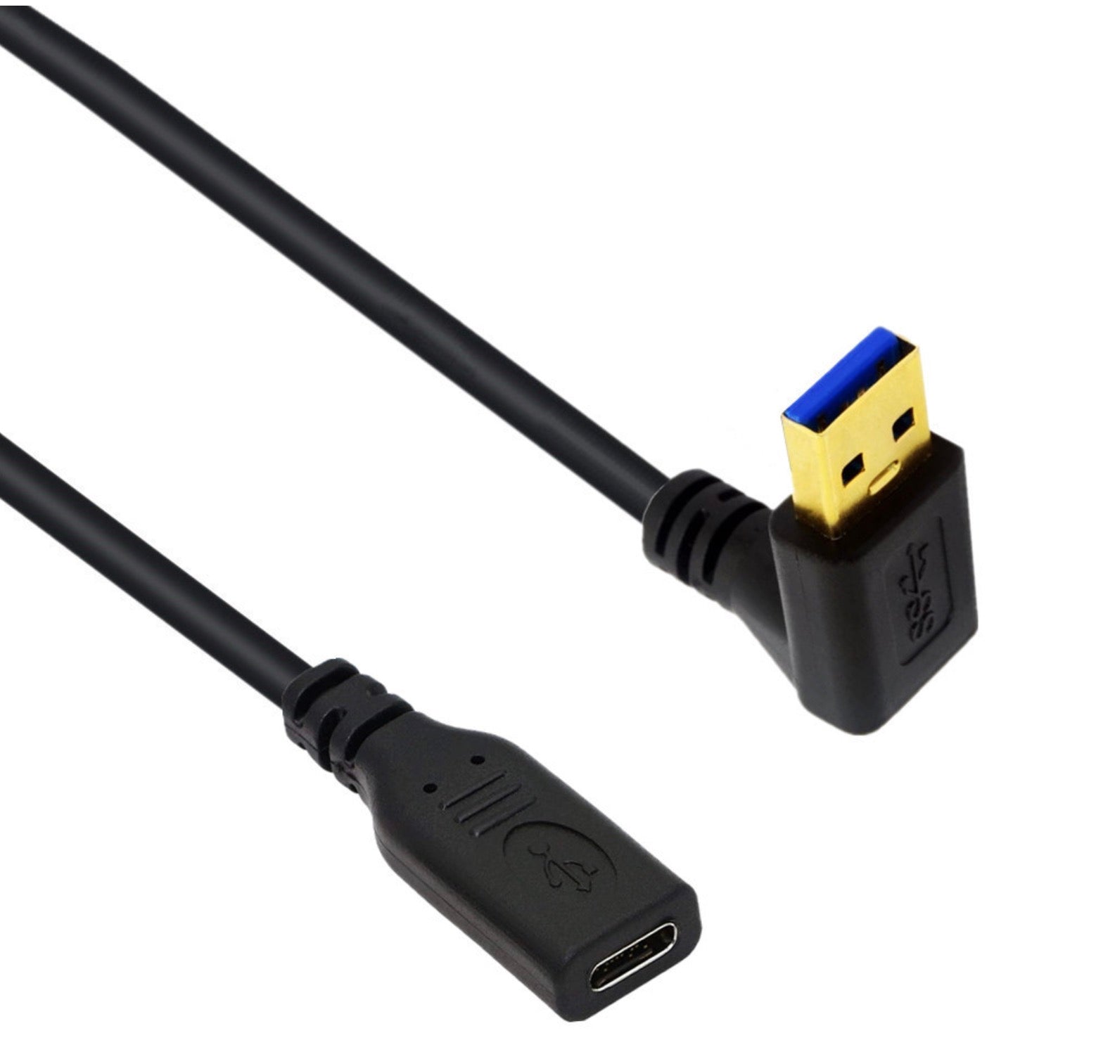 USB 3.0 Type A Male Angled to USB C Female Converter Cable 5Gbps 0.2m
