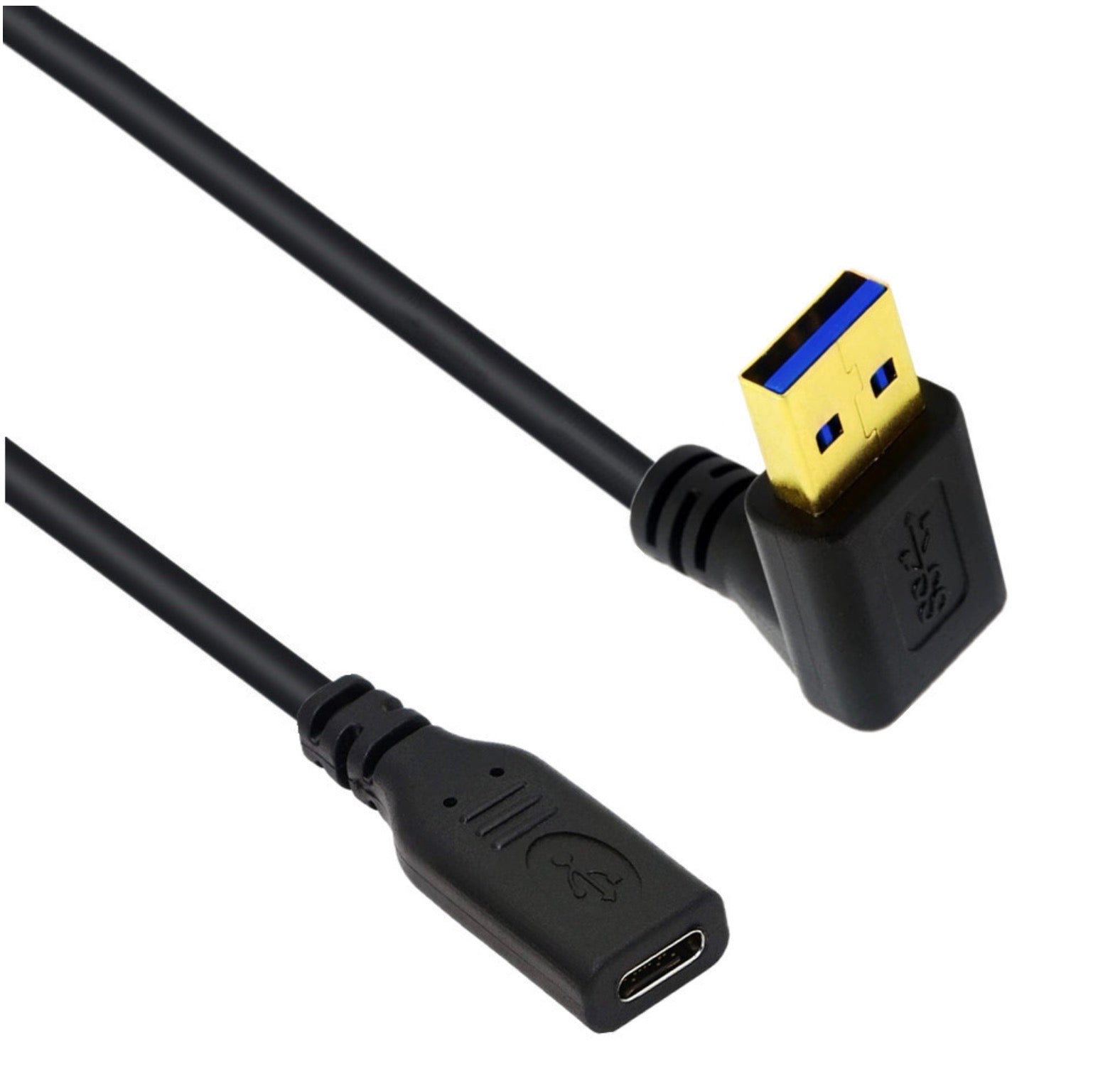 USB 3.0 Type A Male Angled to USB C Female Converter Cable 5Gbps 0.2m