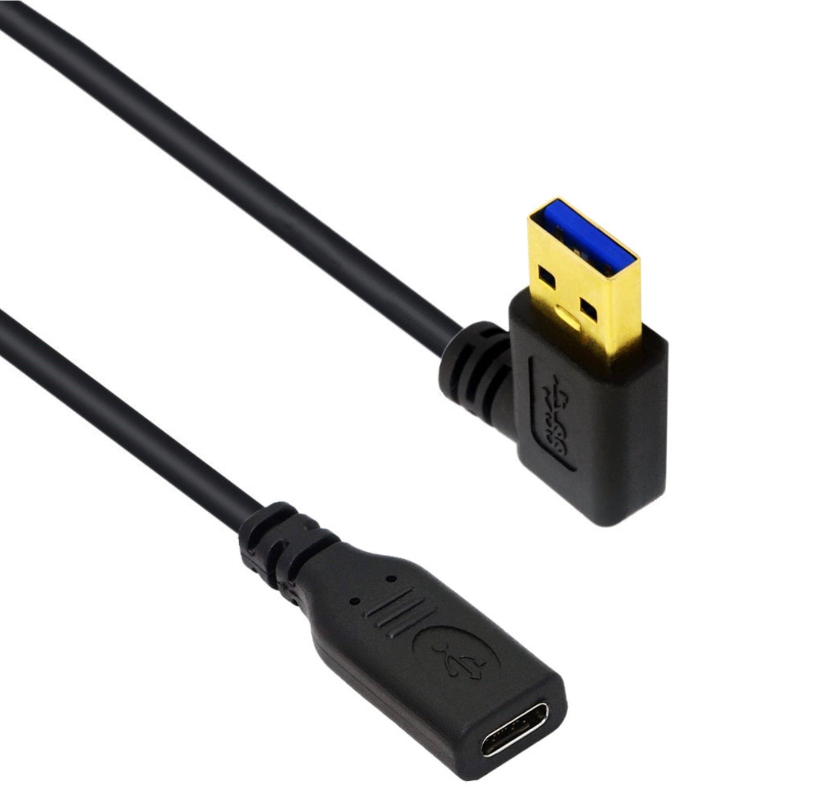 USB 3.0 Type A Male Angled to USB C Female Converter Cable 5Gbps 0.2m