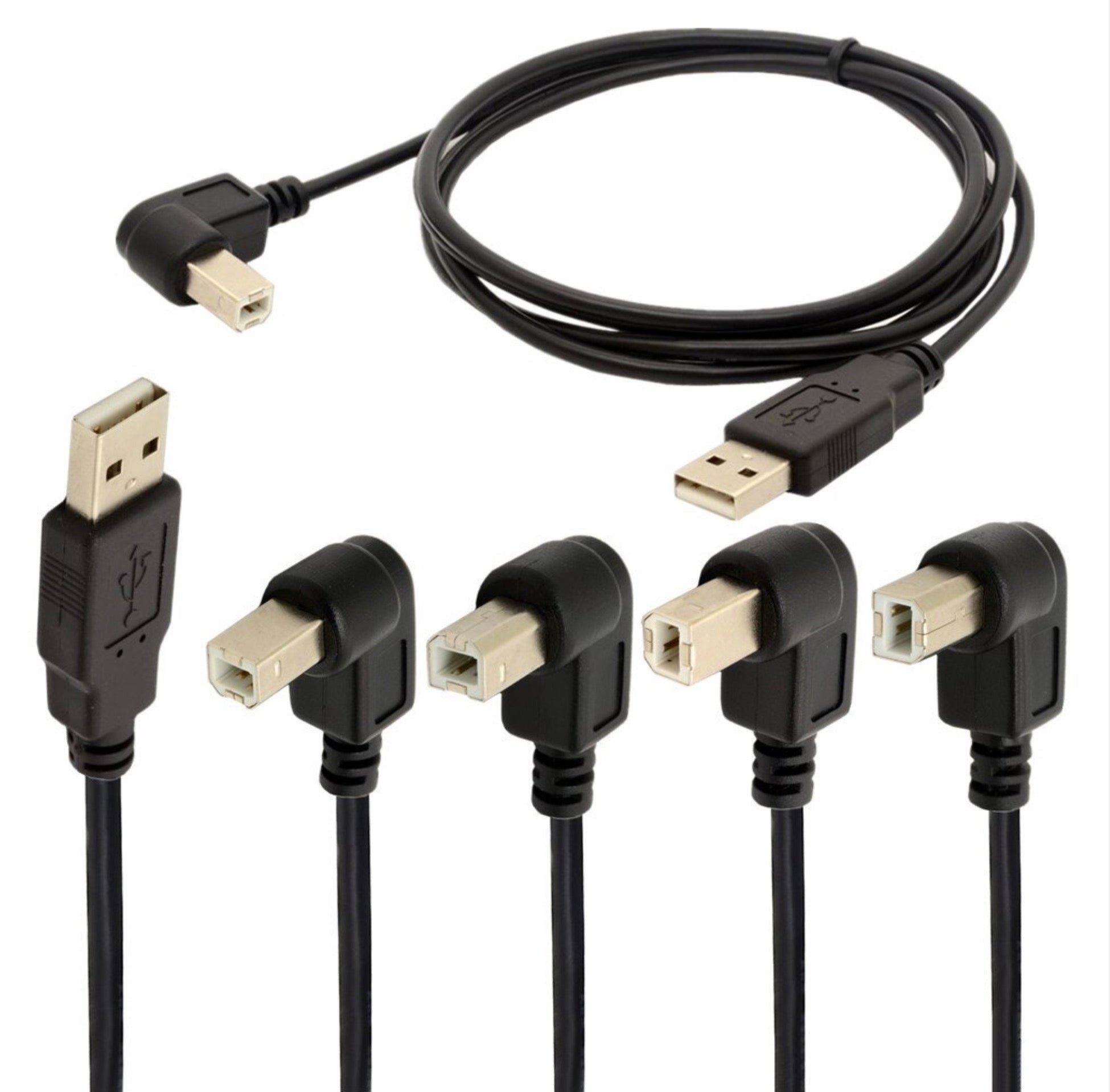 USB 2.0 Type-A Male to Type-B Male Right Angle Printer Cable – 1.5m for Printers & Scanners