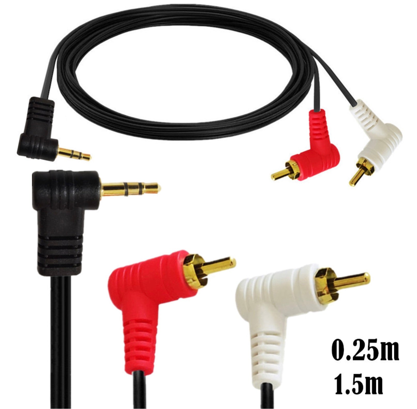 3.5mm 1/8 Stereo Mini Jack Male to 2 Male RCA Audio Cable 0.25m / 1.5m