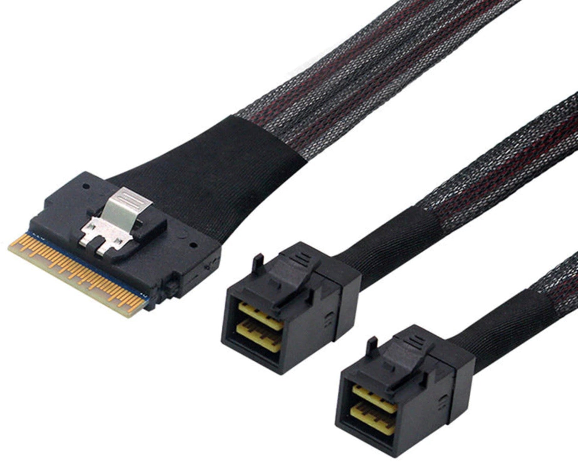 PCI-E Ultraport Slimline SAS Slim 4.0 SFF-8654 8i 74 Pin to Dual SFF-8643 4i Mini SAS HD PCI-Express Cable 0.5m