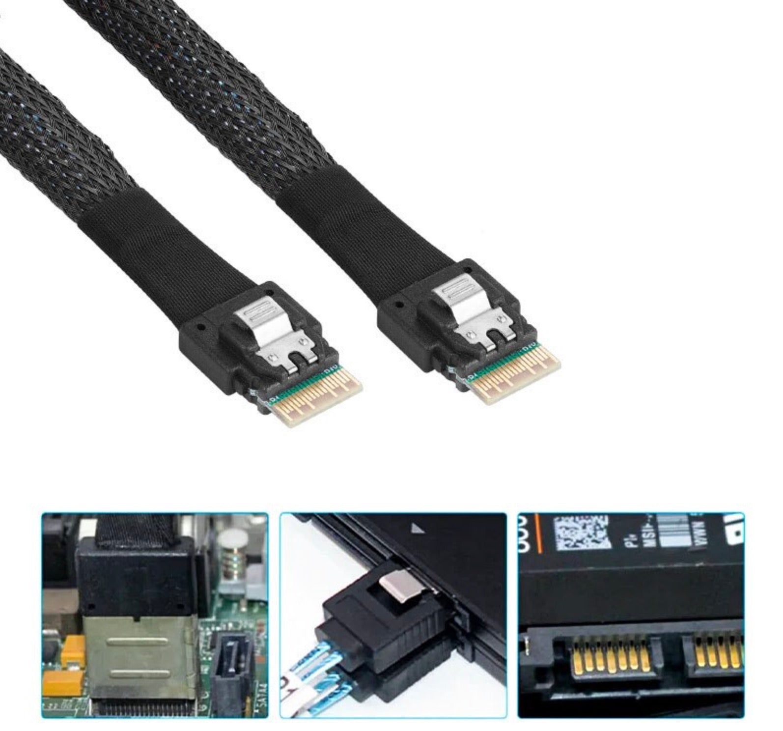 Internal Slim SAS SFF 8654 4i to Slim SAS 8654 4i Extension Cable For Hard Disk Server Storage 0.5m