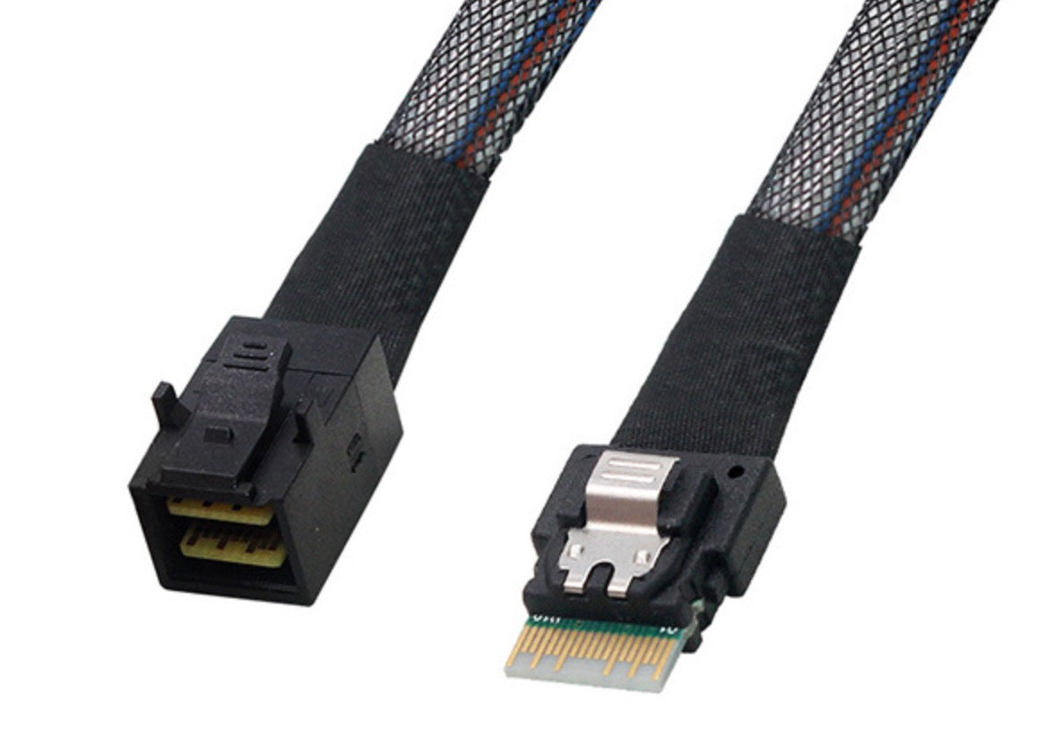 Slimline SAS 4.0 SFF-8654 4i 38 Pin Host to HD Mini SAS 4i SFF-8643 36 Pin Target Cable 0.5m