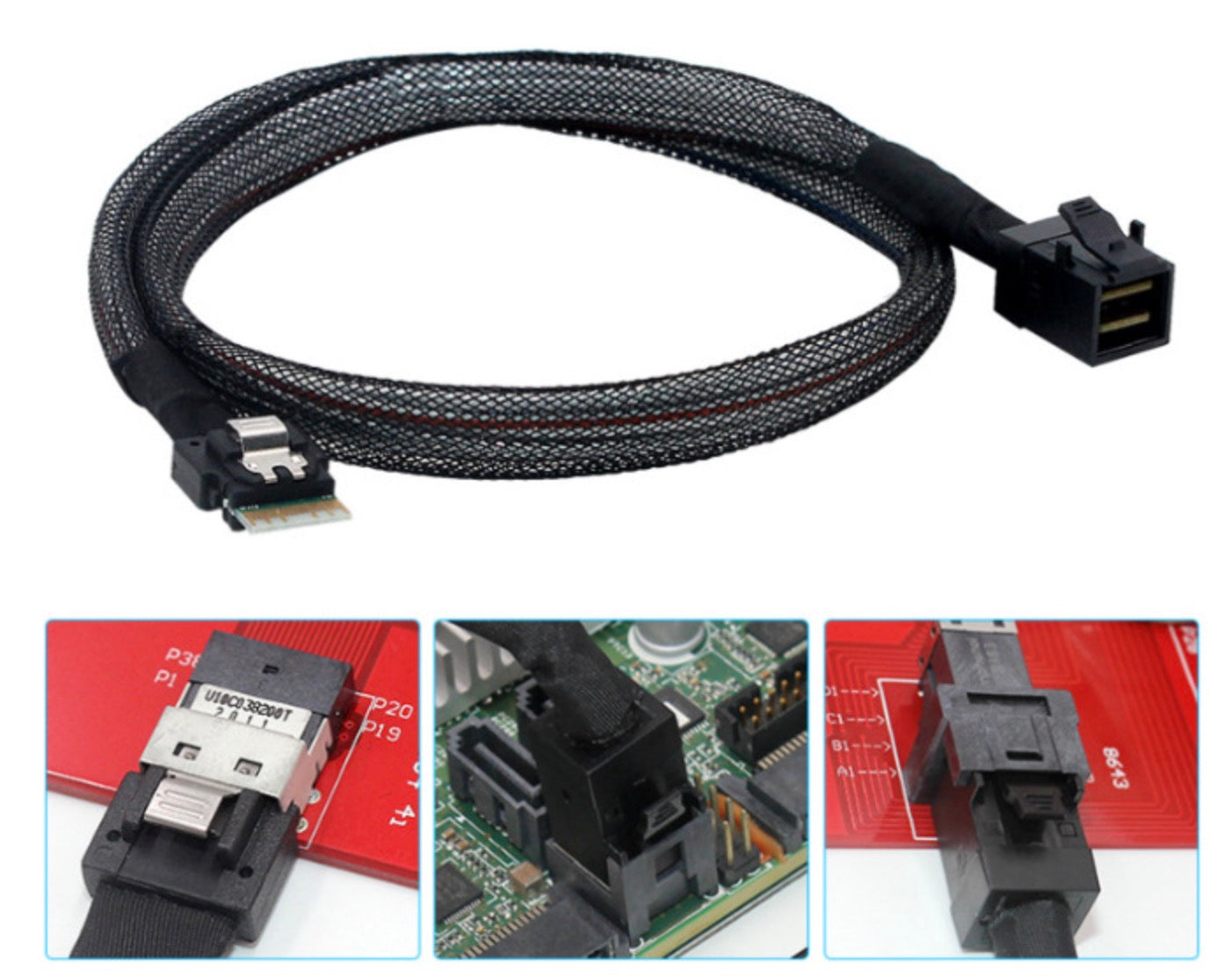 Slimline SAS 4.0 SFF-8654 4i 38 Pin Host to HD Mini SAS 4i SFF-8643 36 Pin Target Cable 0.5m