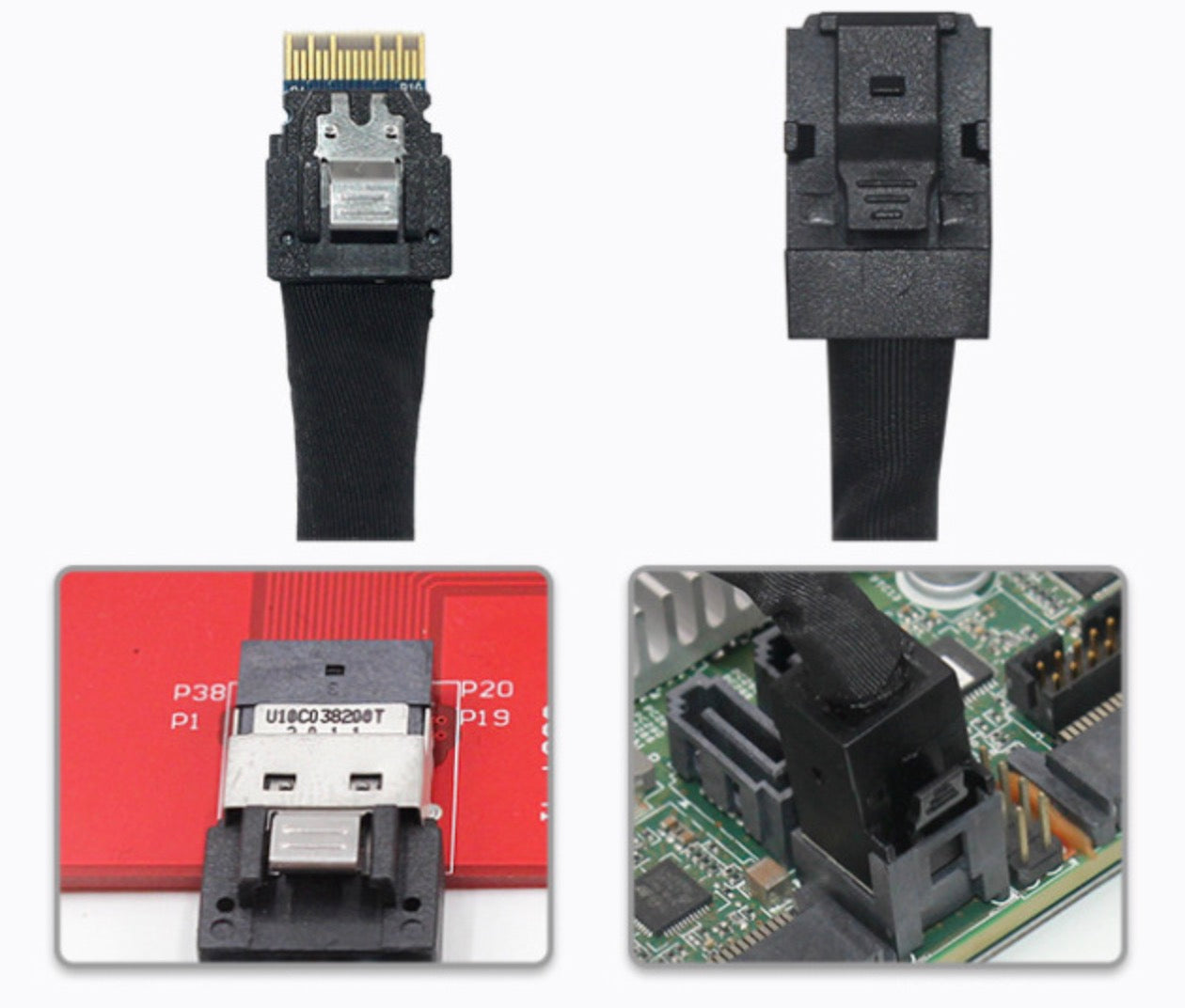 Slimline SAS 4.0 SFF-8654 4i 38 Pin Host to HD Mini SAS 4i SFF-8643 36 Pin Target Cable 0.5m