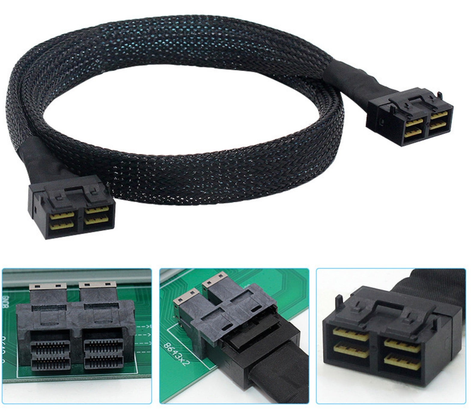 Mini SAS Dual SFF-8643 8i Female to Dual SFF-8643 8i Female 72 Pin Cable 0.5m