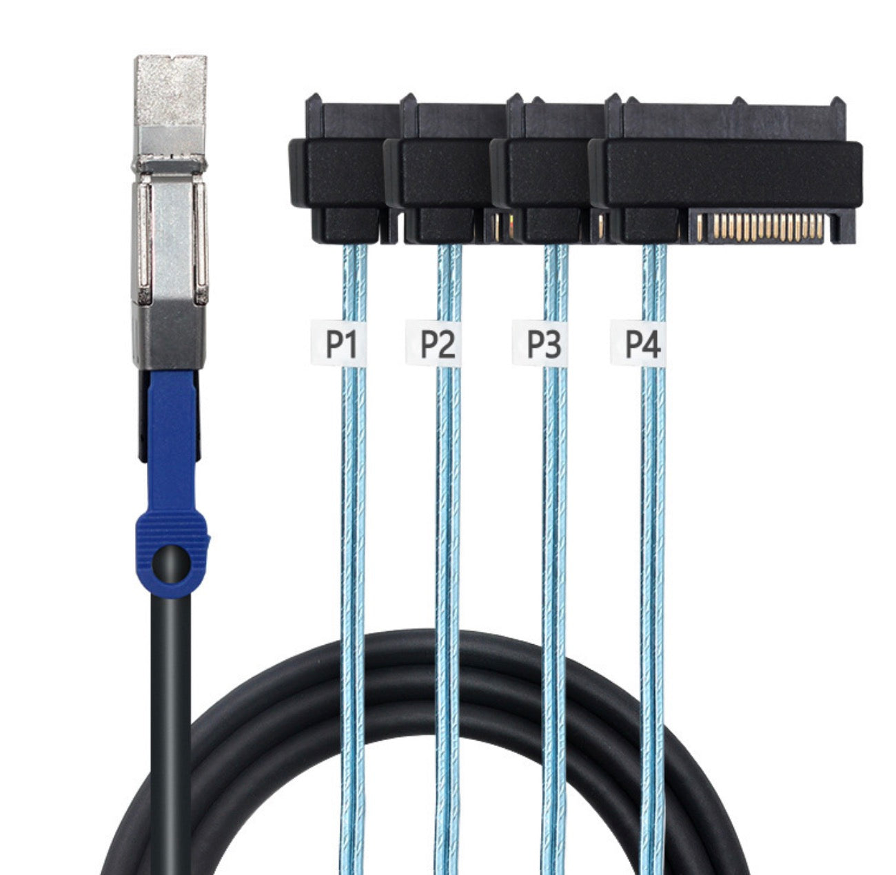 Mini SAS HD 8644 to 4 x SFF-8482 With SATA Power Cable