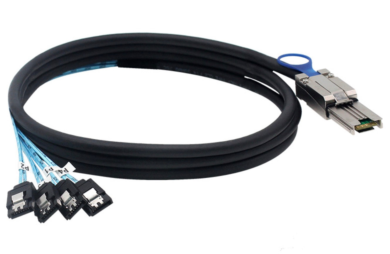 Mini SAS 26 Pin (SFF-8088) Male to 4 x SATA 7 Pin Female Cable 1m