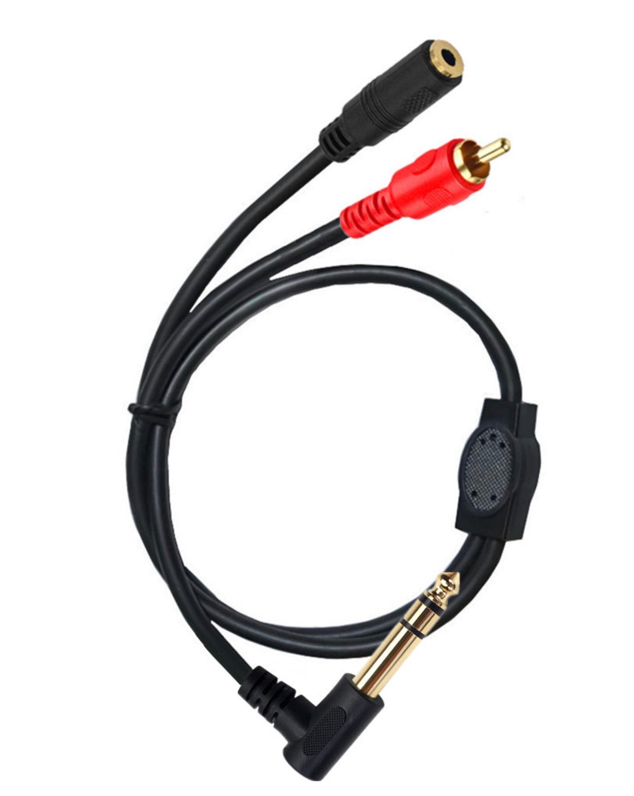 6.35mm 1/4" TRS Male to RCA Male + 3.5mm Female Stereo Audio Extension Cable 0.5m