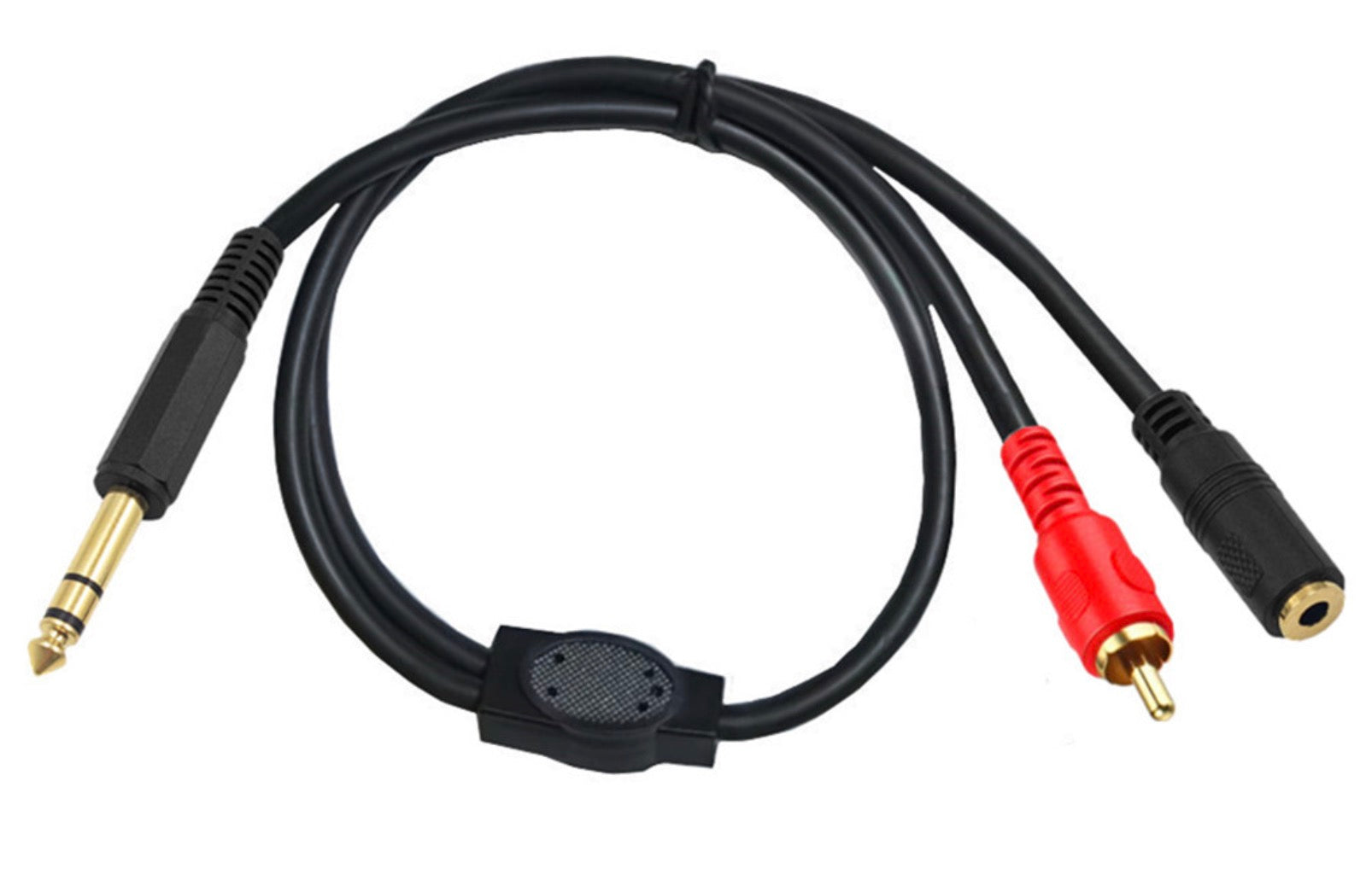 6.35mm 1/4" TRS Male to RCA Male + 3.5mm Female Stereo Audio Extension Cable 0.5m