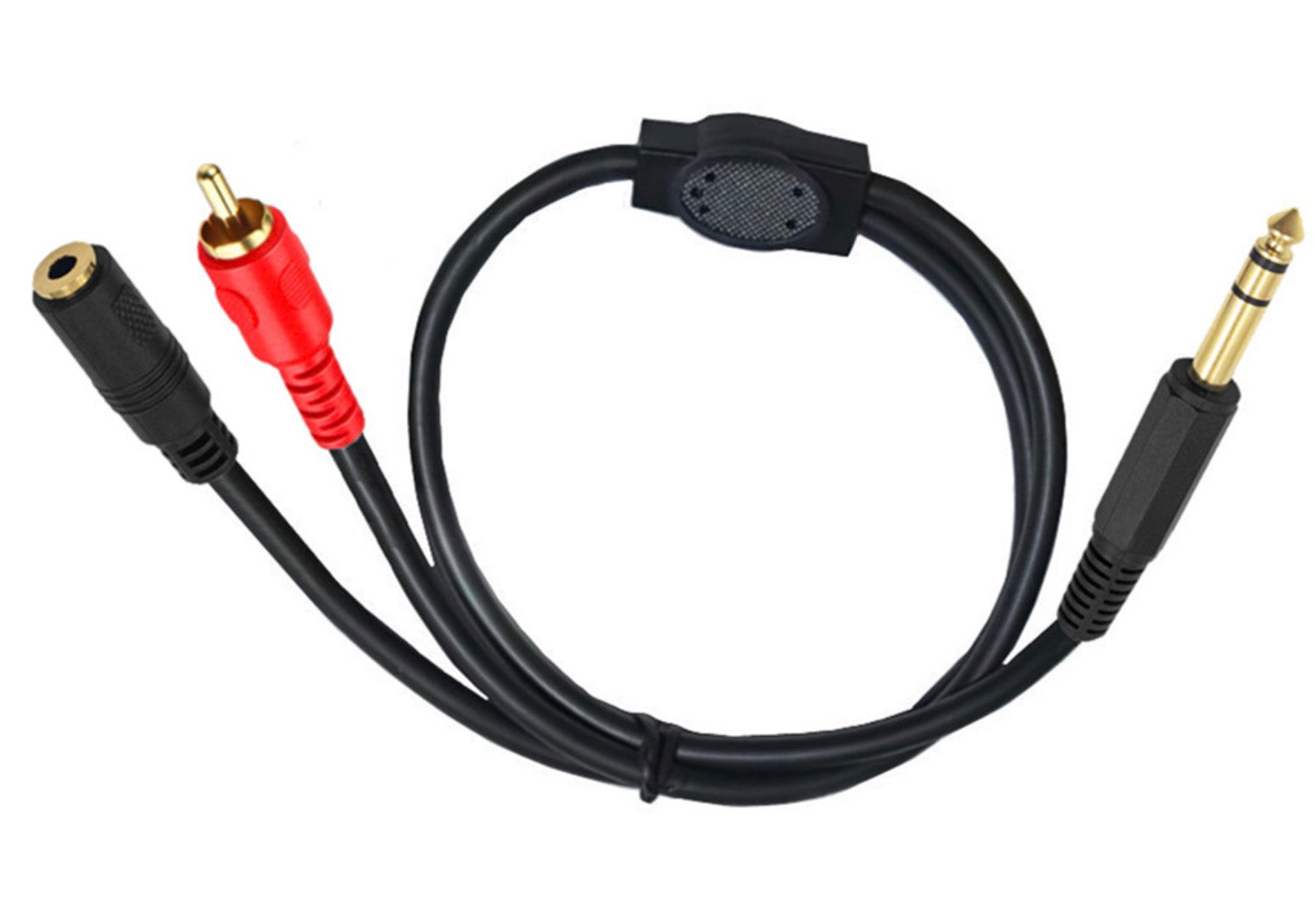 6.35mm 1/4" TRS Male to RCA Male + 3.5mm Female Stereo Audio Extension Cable 0.5m