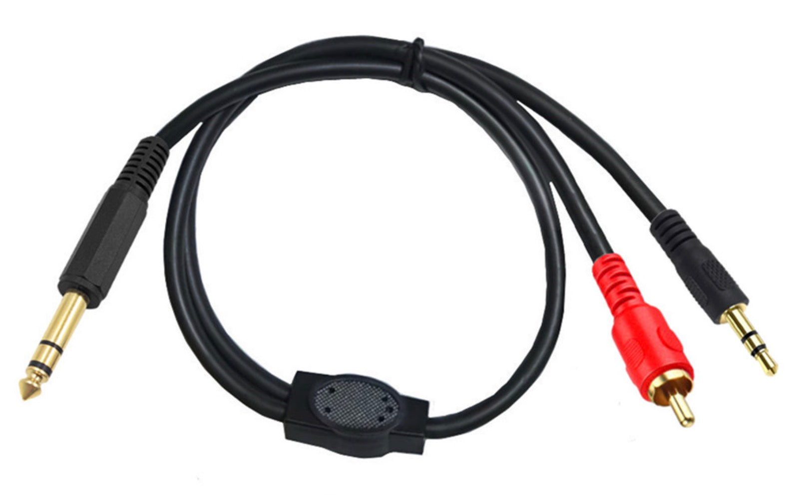 6.35mm 1/4" Male TRS to 3.5mm 1/8" Male + RCA Male Stereo Audio Cable 0.5m