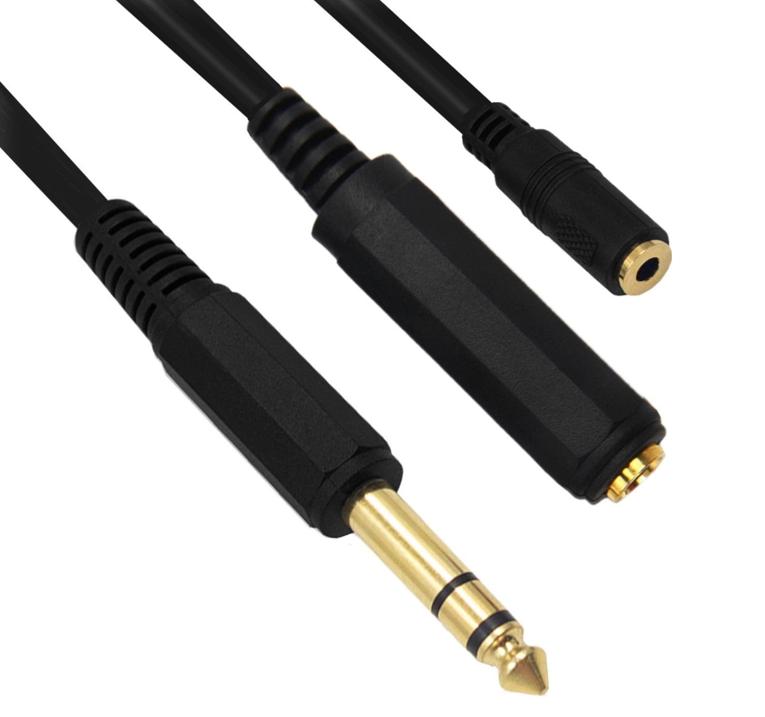 6.35mm 1/4" inch Male to 6.35mm Female + 3.5mm Female Stereo Headphone Guitar Extension Cable 0.5m