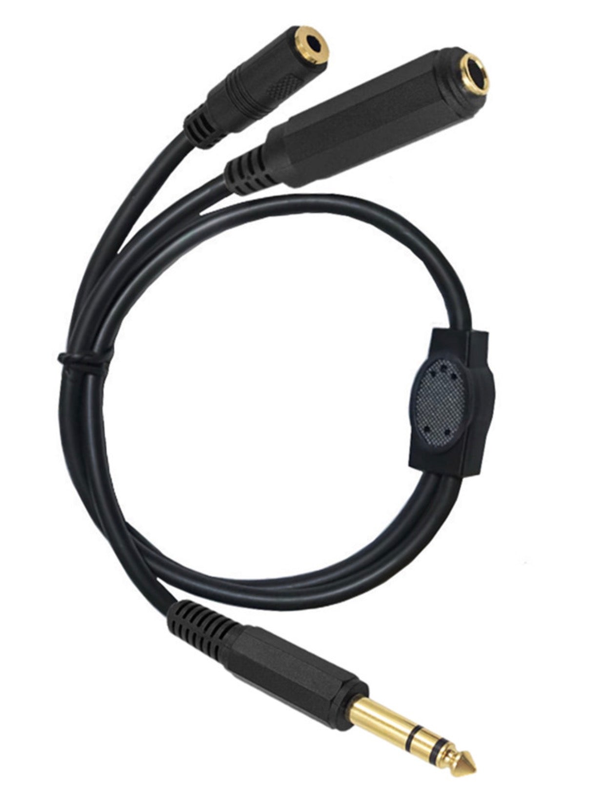 6.35mm 1/4" inch Male to 6.35mm Female + 3.5mm Female Stereo Headphone Guitar Extension Cable 0.5m