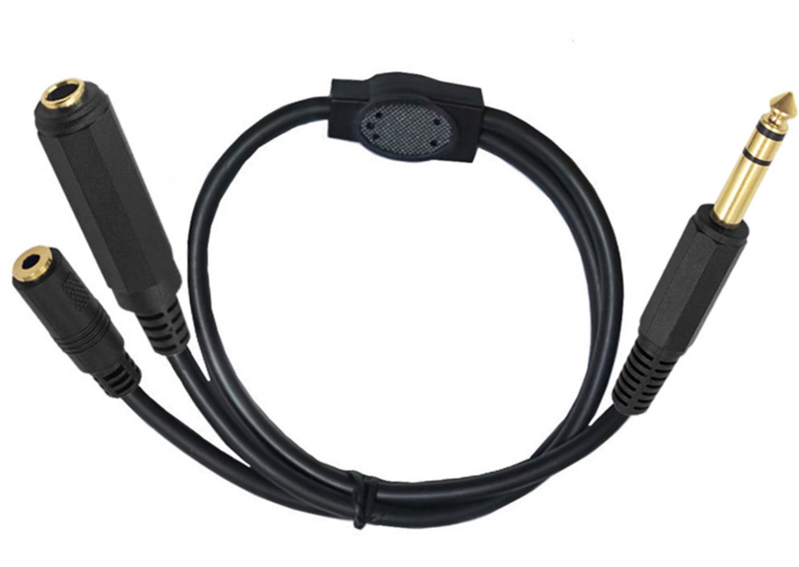 6.35mm 1/4" inch Male to 6.35mm Female + 3.5mm Female Stereo Headphone Guitar Extension Cable 0.5m