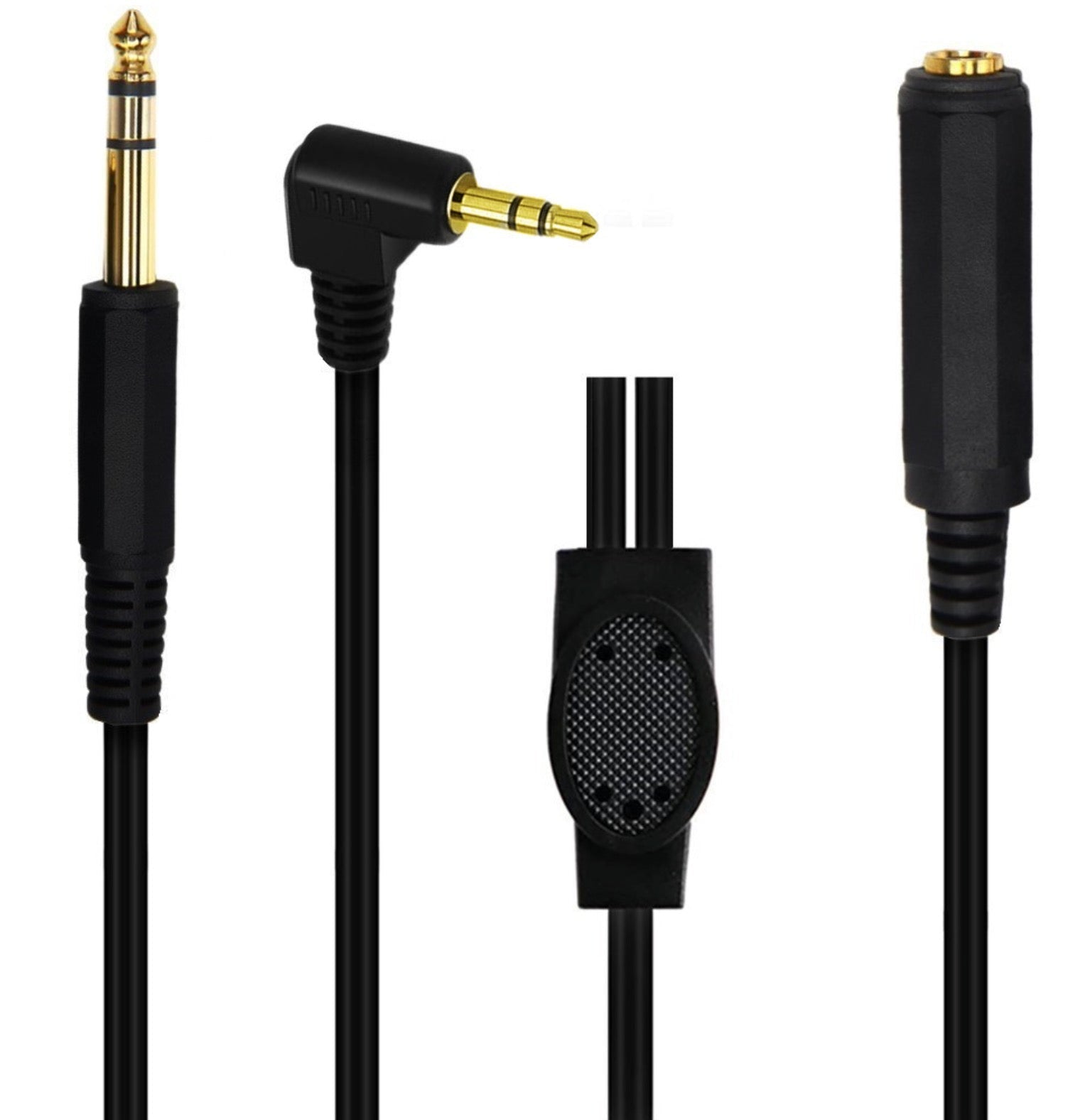 6.35mm 1/4" inch Male to Female + 3.5mm Male Stereo Headphone Guitar Extension Cable