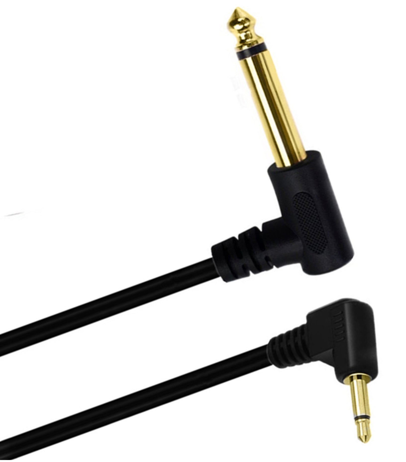 6.35mm 1/4" Mono Male to 3.5mm 1/8" TS Mono Male Angled Audio Cable 1.8m