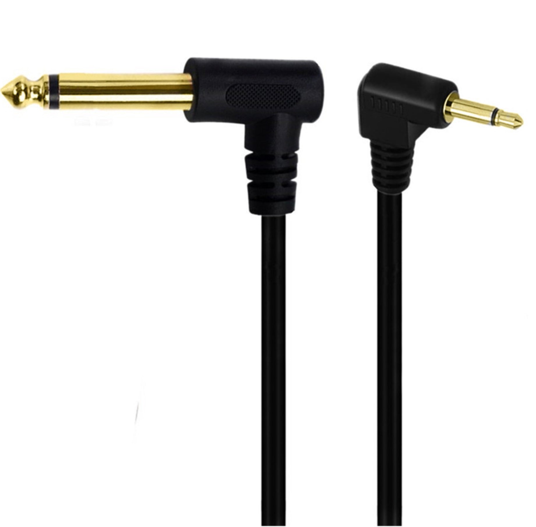 6.35mm 1/4" Mono Male to 3.5mm 1/8" TS Mono Male Angled Audio Cable 1.8m