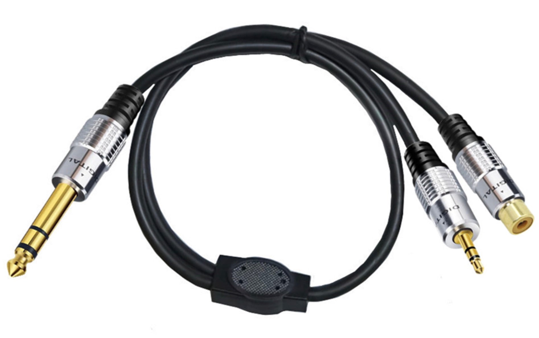 6.35mm Male to RCA Female + 3.5mm Male Y Audio Extension Cable 0.5m