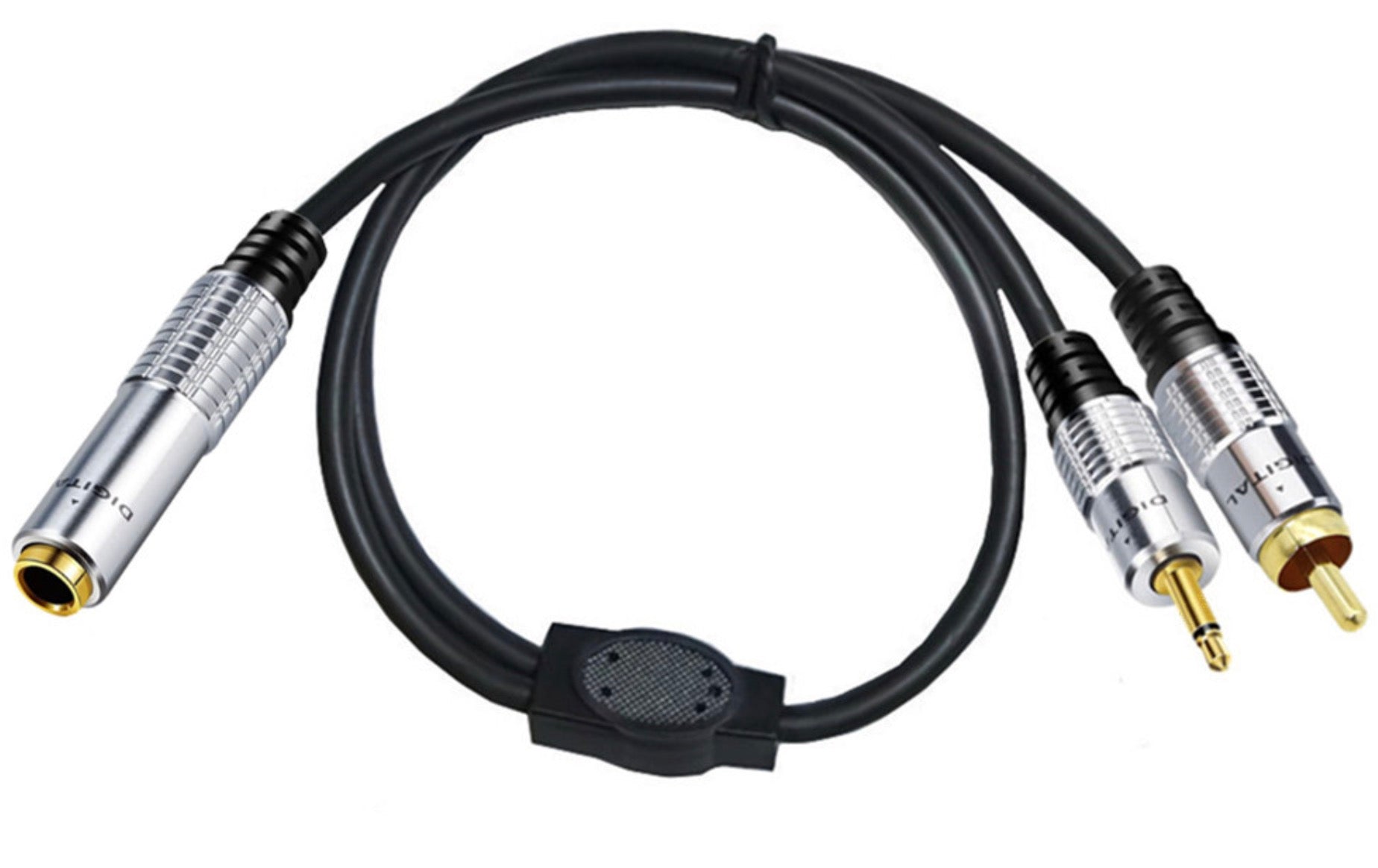 6.35mm Female to RCA Male + 3.5mm Mono Male Y Audio Extension Cable 0.5m