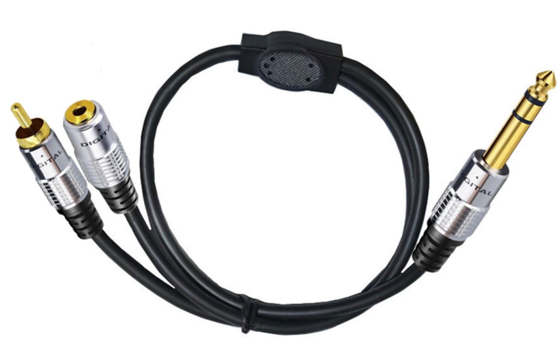 6.35mm Male to RCA Male + 3.5mm Female Y Audio Extension Cable 0.5m