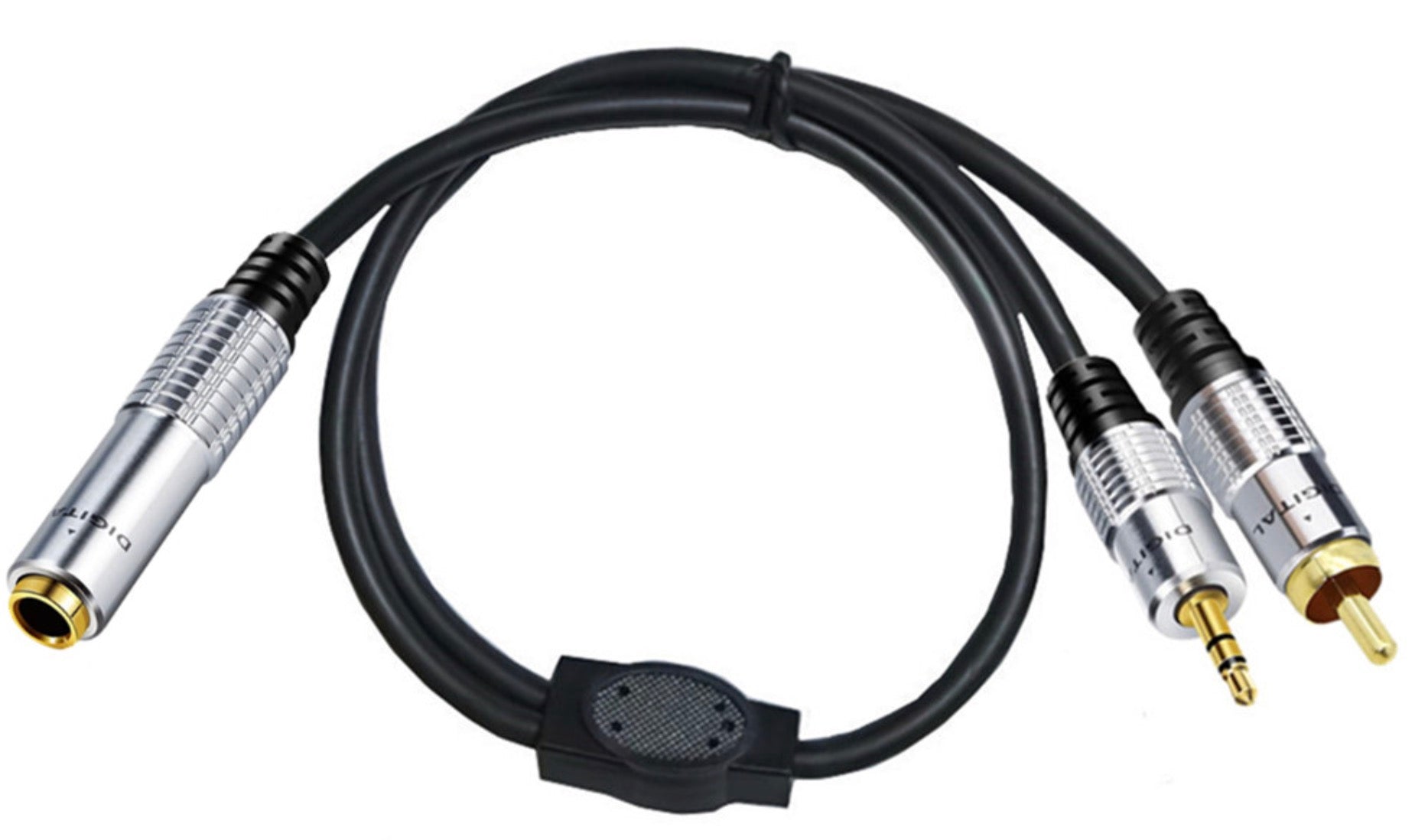 6.35mm Female to RCA Male + 3.5mm Male Y Audio Extension Cable 0.5m