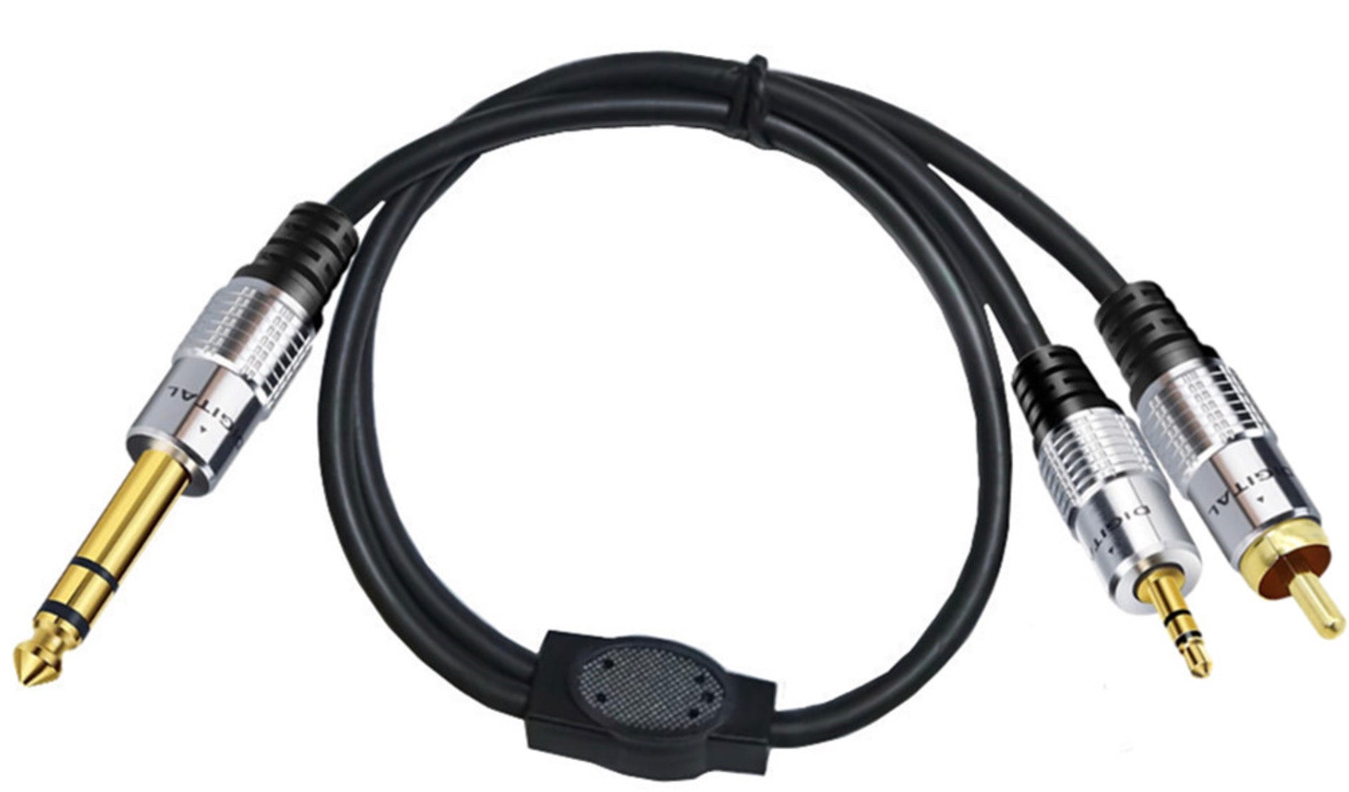 6.35mm Male to RCA Male + 3.5mm Male Y Audio Extension Cable 0.5m