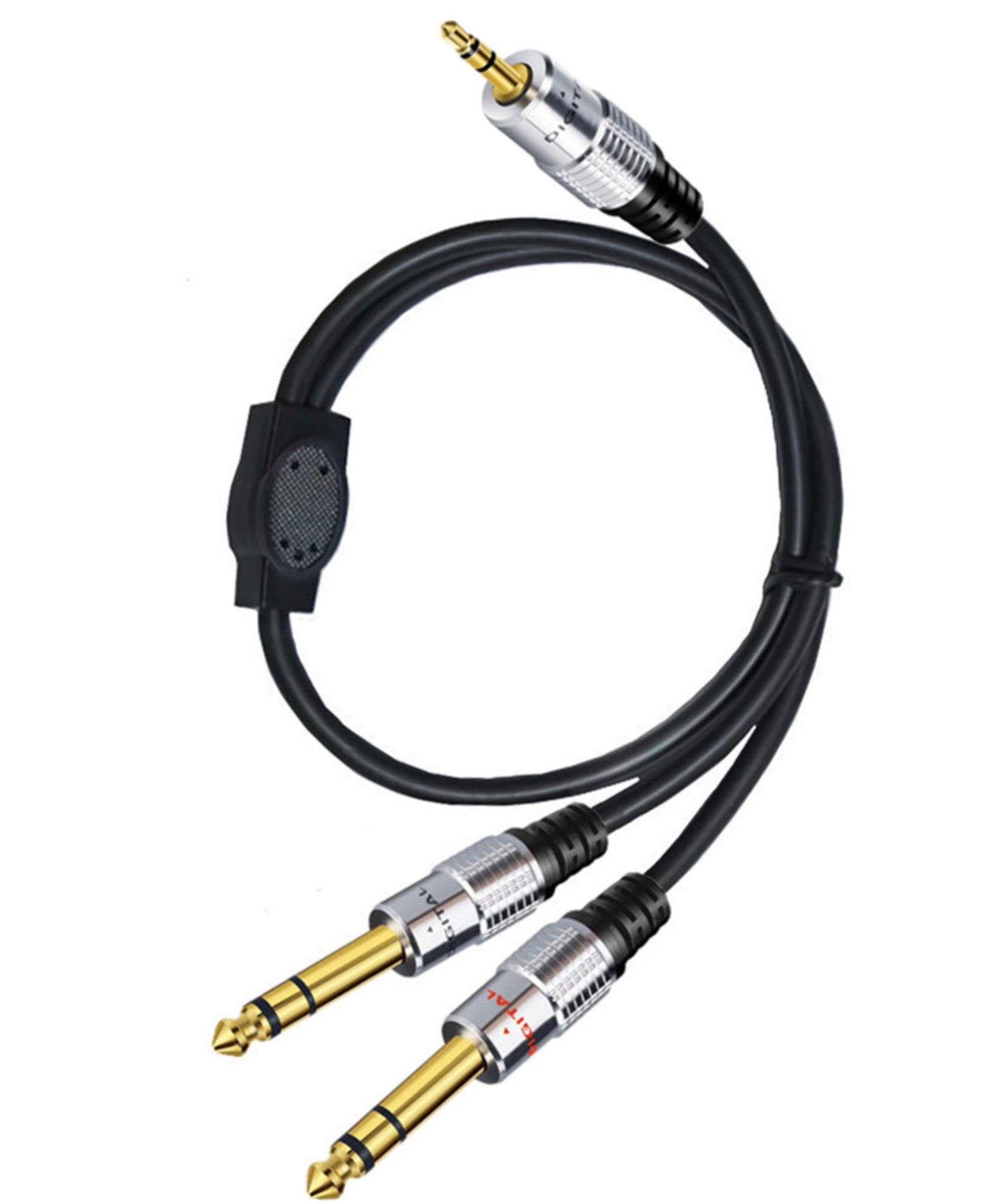 3.5mm 1/4" inch Male to Dual 6.35mm Male Stereo Headphone Guitar Extension Cable 0.5m