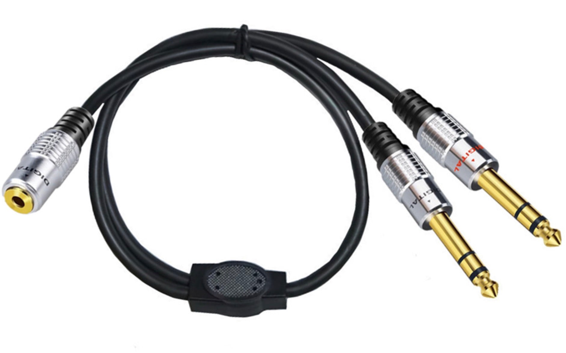 3.5mm 1/4" inch Female to Dual 6.35mm Male Stereo Headphone Guitar Extension Cable 0.5m