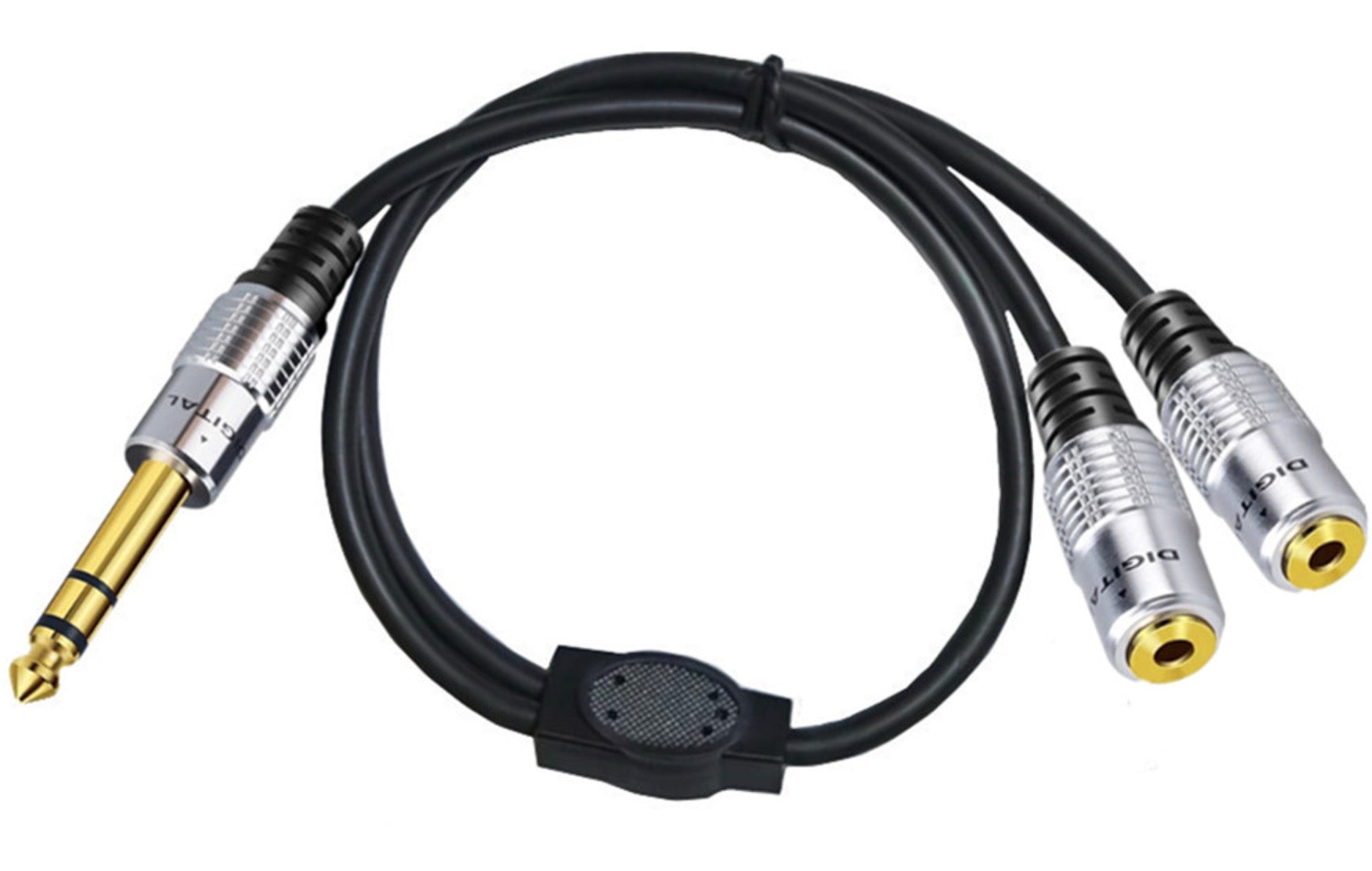 6.35mm Male to Dual 3.5mm 1/4" inch Female Stereo Headphone Guitar Extension Cable 0.5m