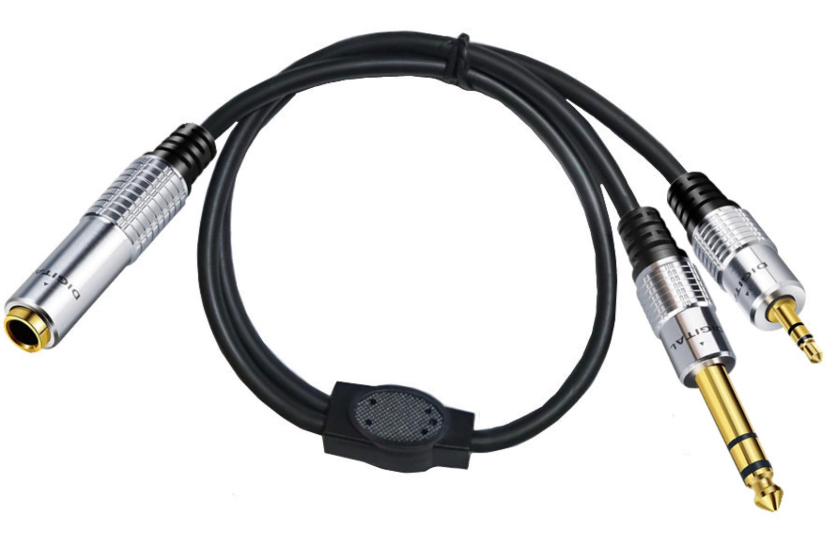6.35mm Female to 3.5mm 1/4" inch Male + 6.35mm Male Stereo Headphone Guitar Extension Cable 0.5m