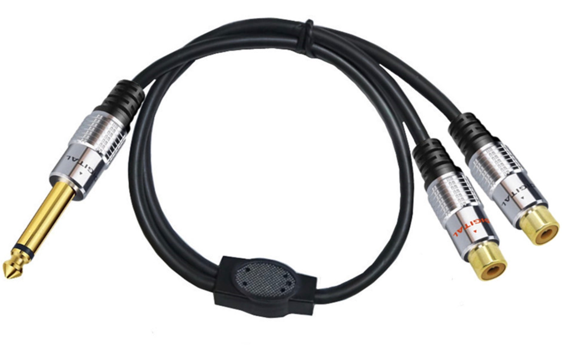 6.35mm TS Male to Dual RCA Female Stereo Headphone Guitar Extension Cable 0.5m