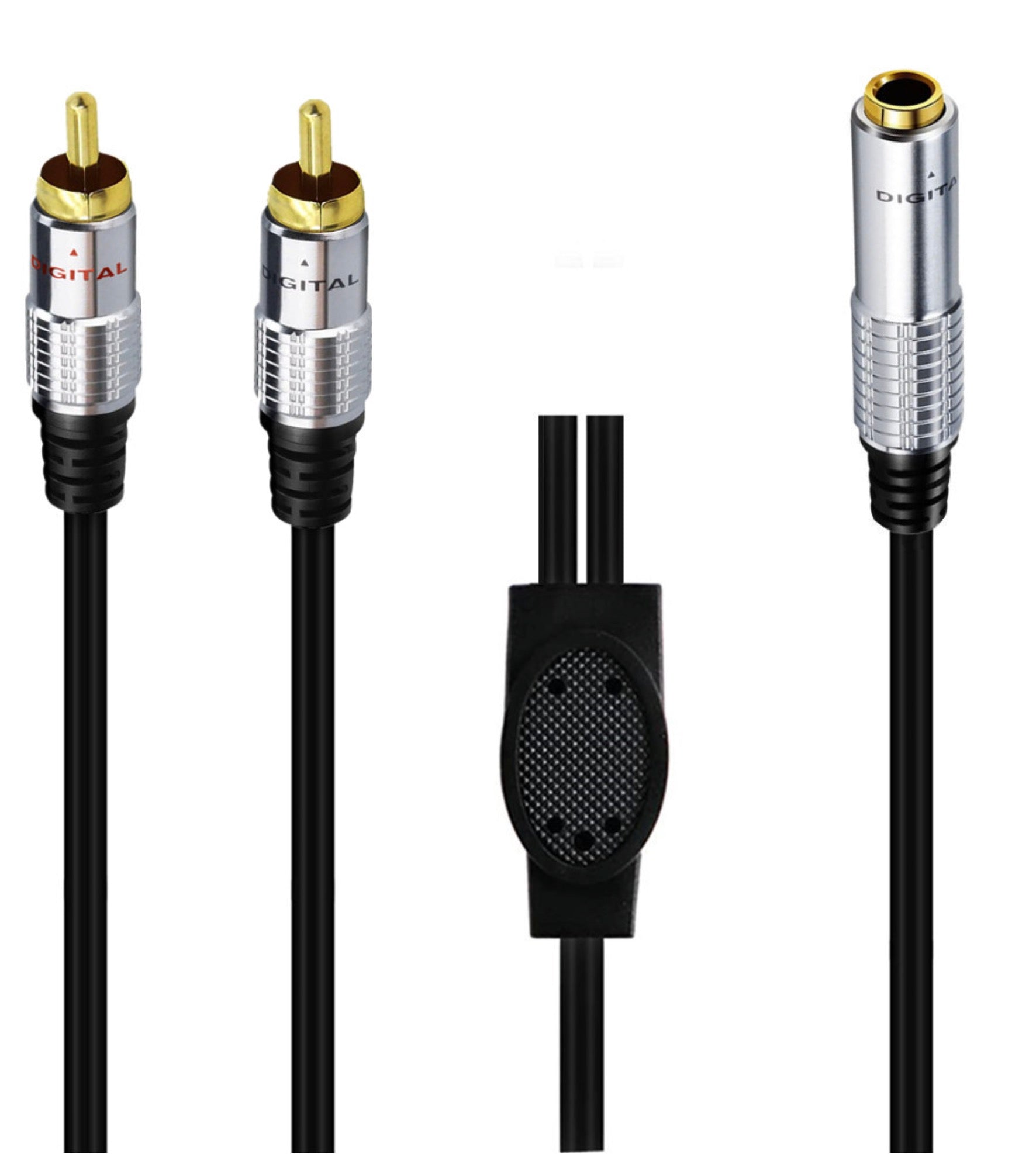 6.35mm 1/4 inch Female to 2 x RCA Male Splitter Audio Stereo Cable 0.5m