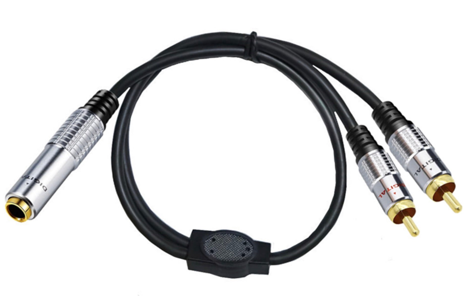 6.35mm 1/4 inch Female to 2 x RCA Male Splitter Audio Stereo Cable 0.5m