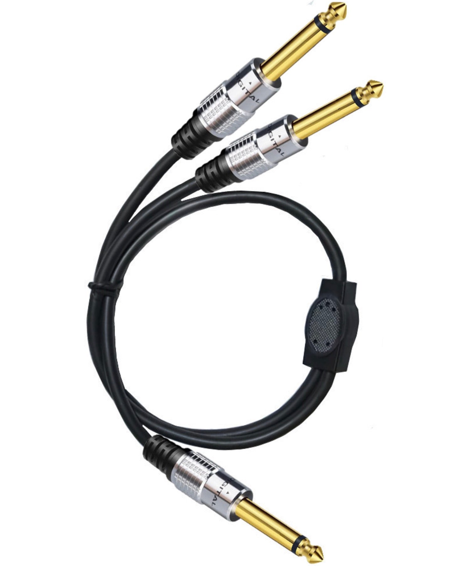 6.35mm TS Male to 2 x TS 6.35mm 1/4" Male Plug Stereo Audio Speaker Y Splitter Cable 0.5m