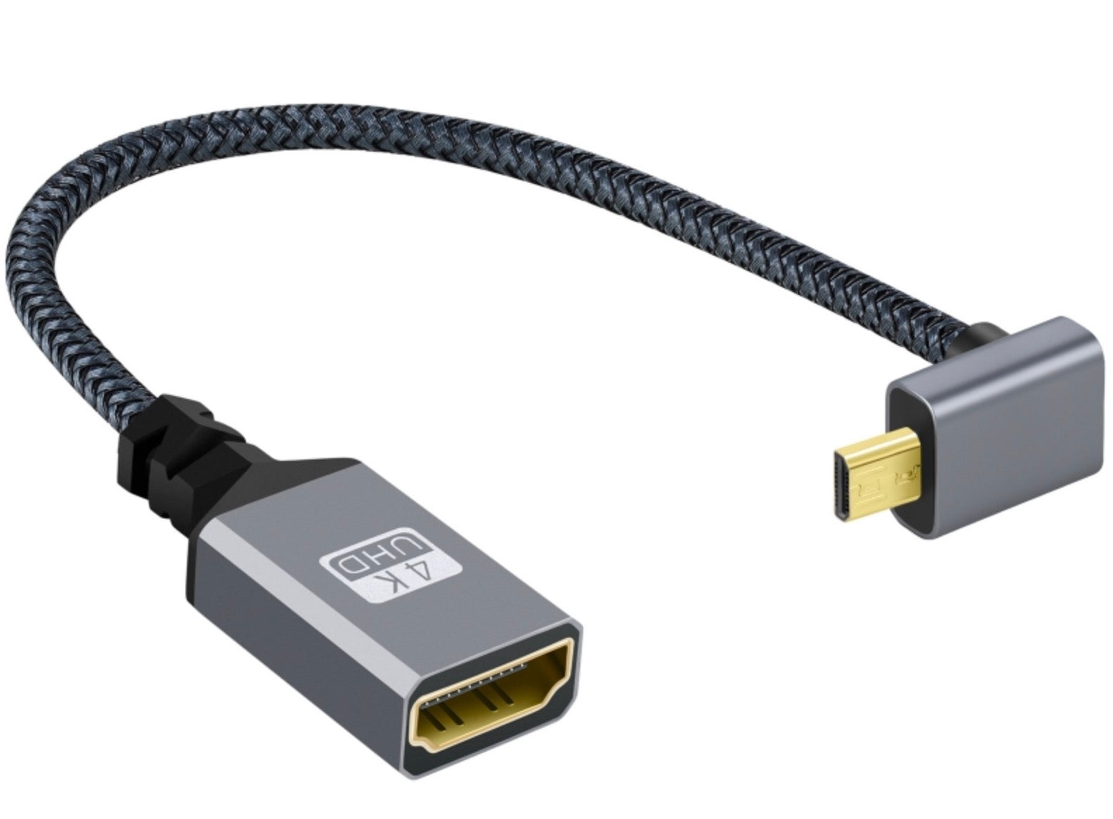 Micro HDMI Male to Standard 1.4 HDMI-A Type Female Braided Cable 4K 0.2m