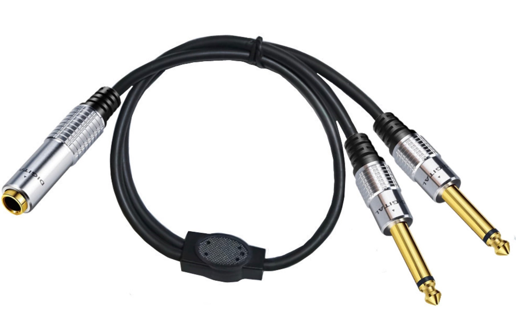 6.35mm Female to Dual 6.35mm 1/4" Mono Male Stereo Audio Speaker Y Splitter Cable 0.5m