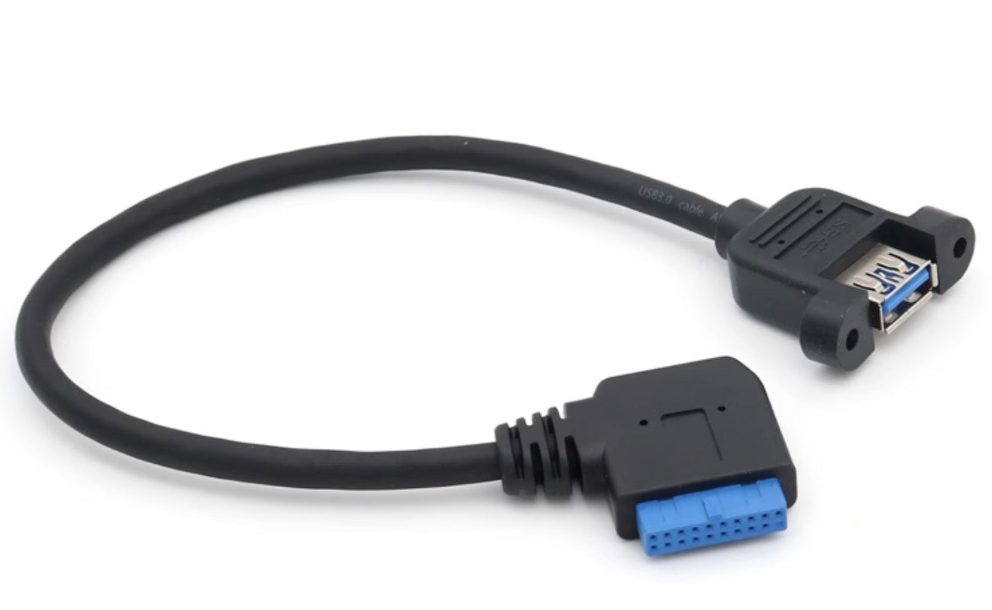 USB-A 3.0 Female Panel Mount to Motherboard 20 Pin Female Header Cable 0.25m