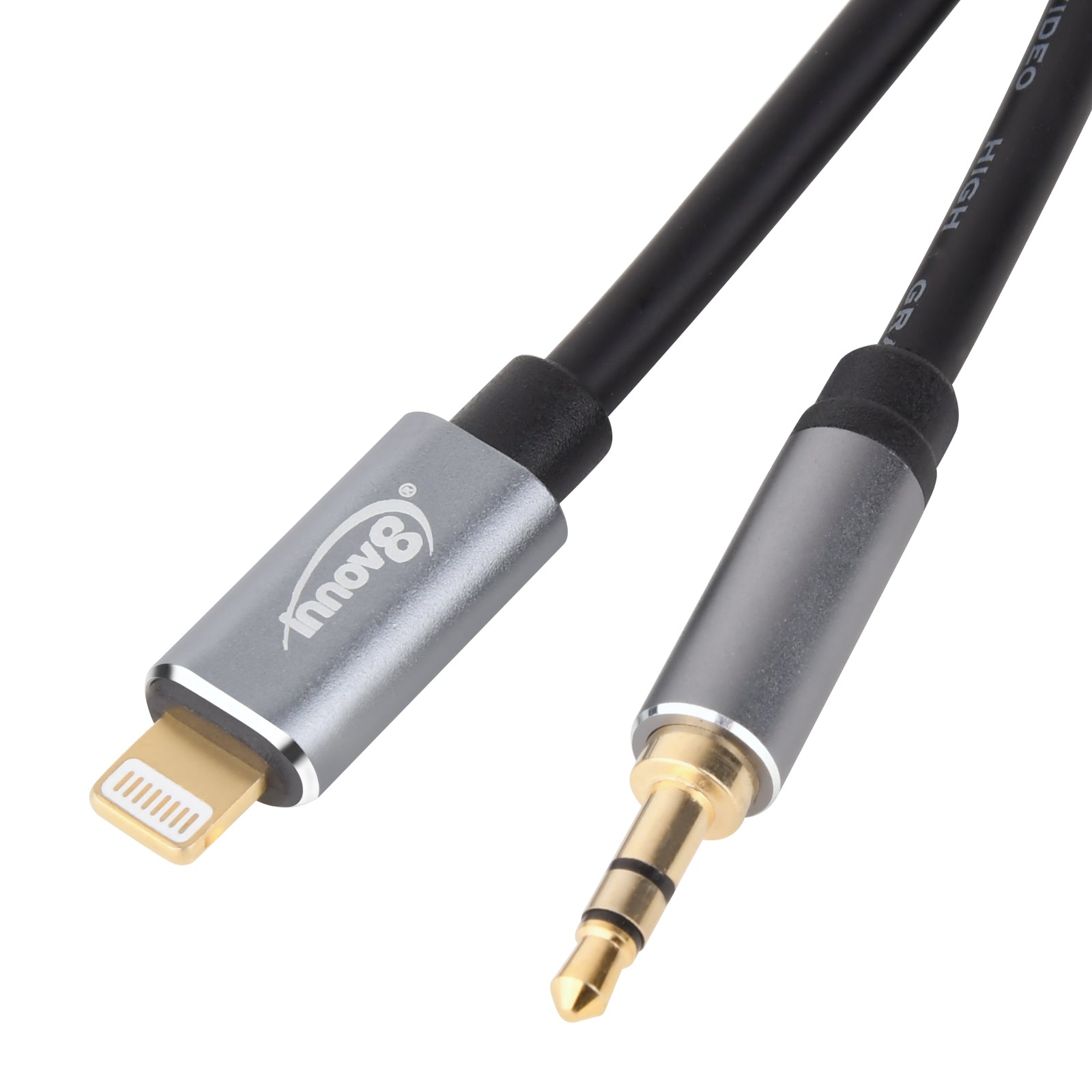 3.5mm to 8 Pin Car Stereo Audio Aux Cable For iPhone iPad 1.8m