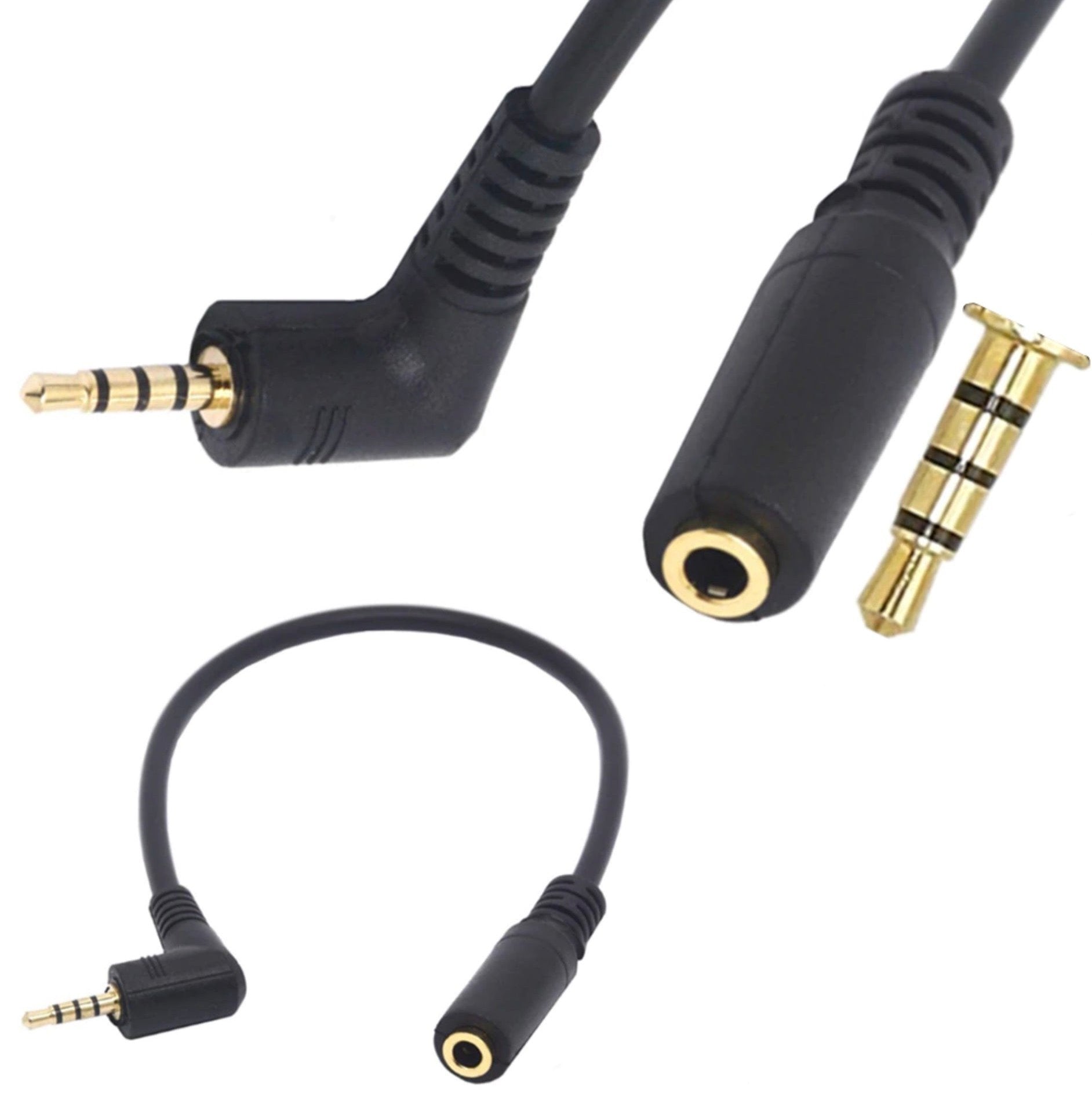 2.5mm 4 Pole Male to 3.5mm Female Stereo Audio Headphone Cable 0.2m