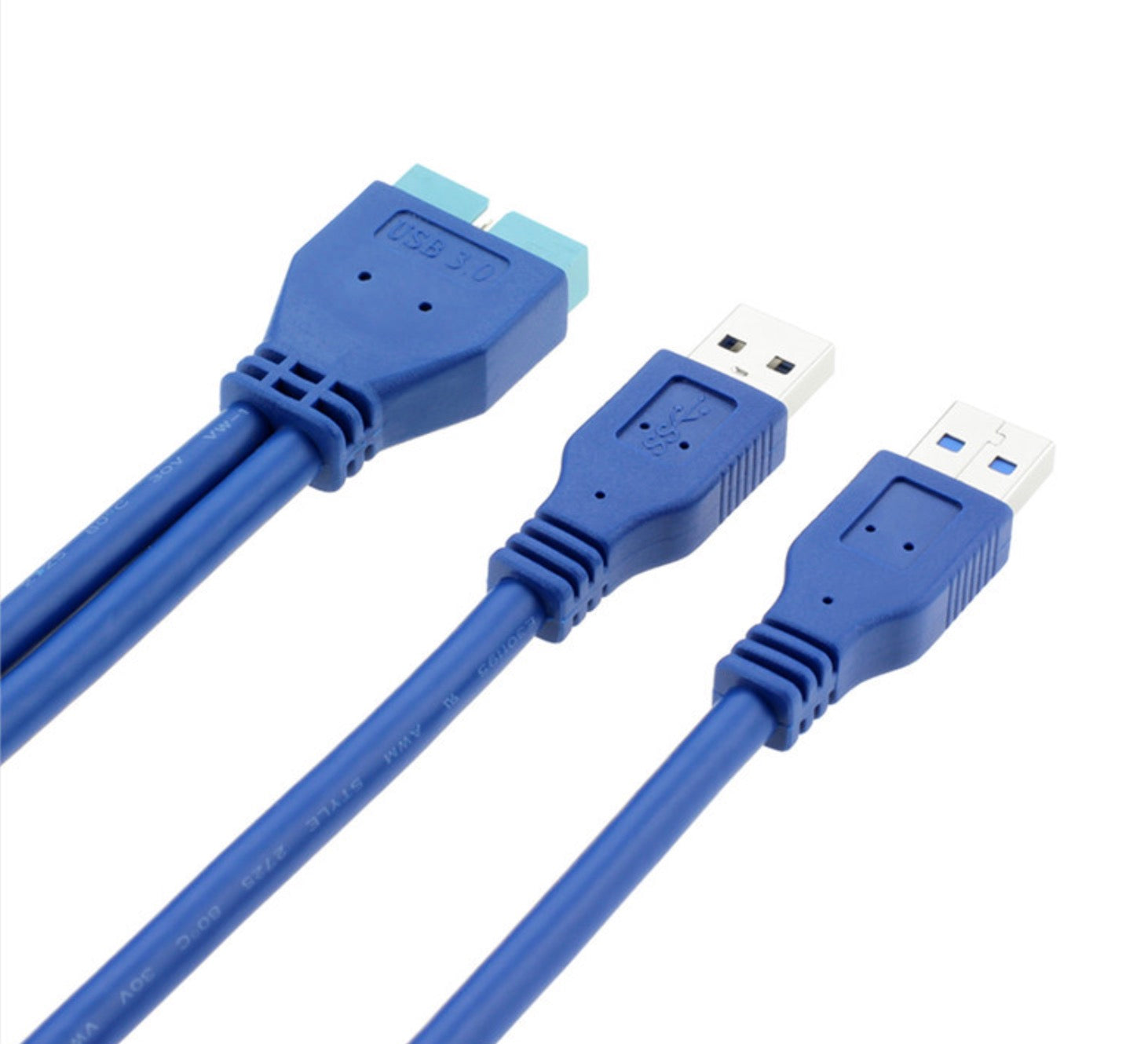 USB 3.0 Dual Type A Male to 20pin Male Motherboard Header Y Splitter Cable