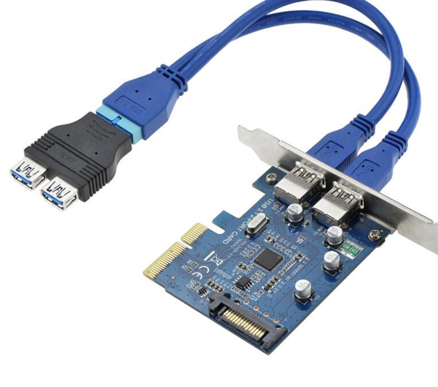 USB 3.0 Dual Type A Male to 20pin Male Motherboard Header Y Splitter Cable
