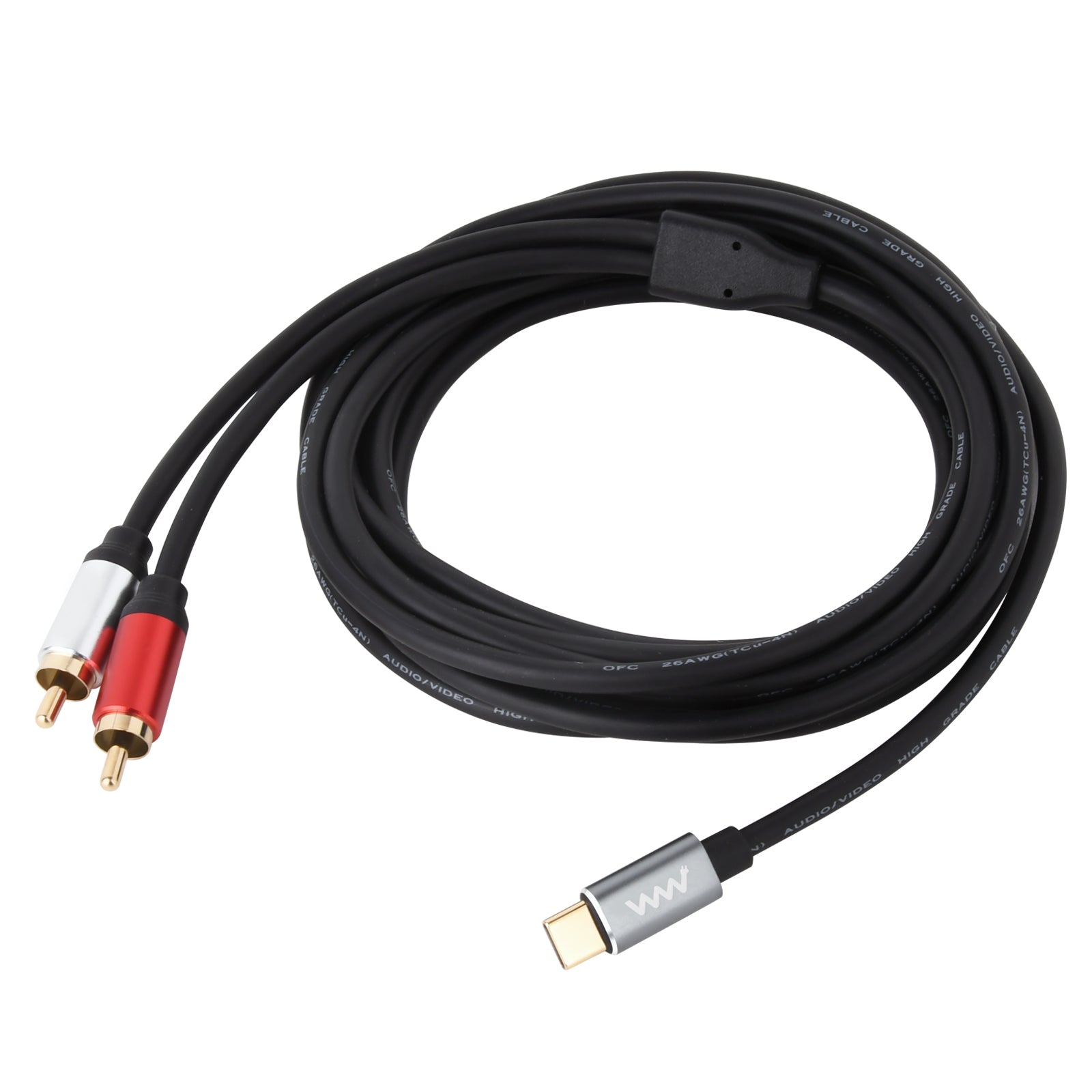 USB C Male to Dual RCA Male Stereo Audio Converter Cable 3m