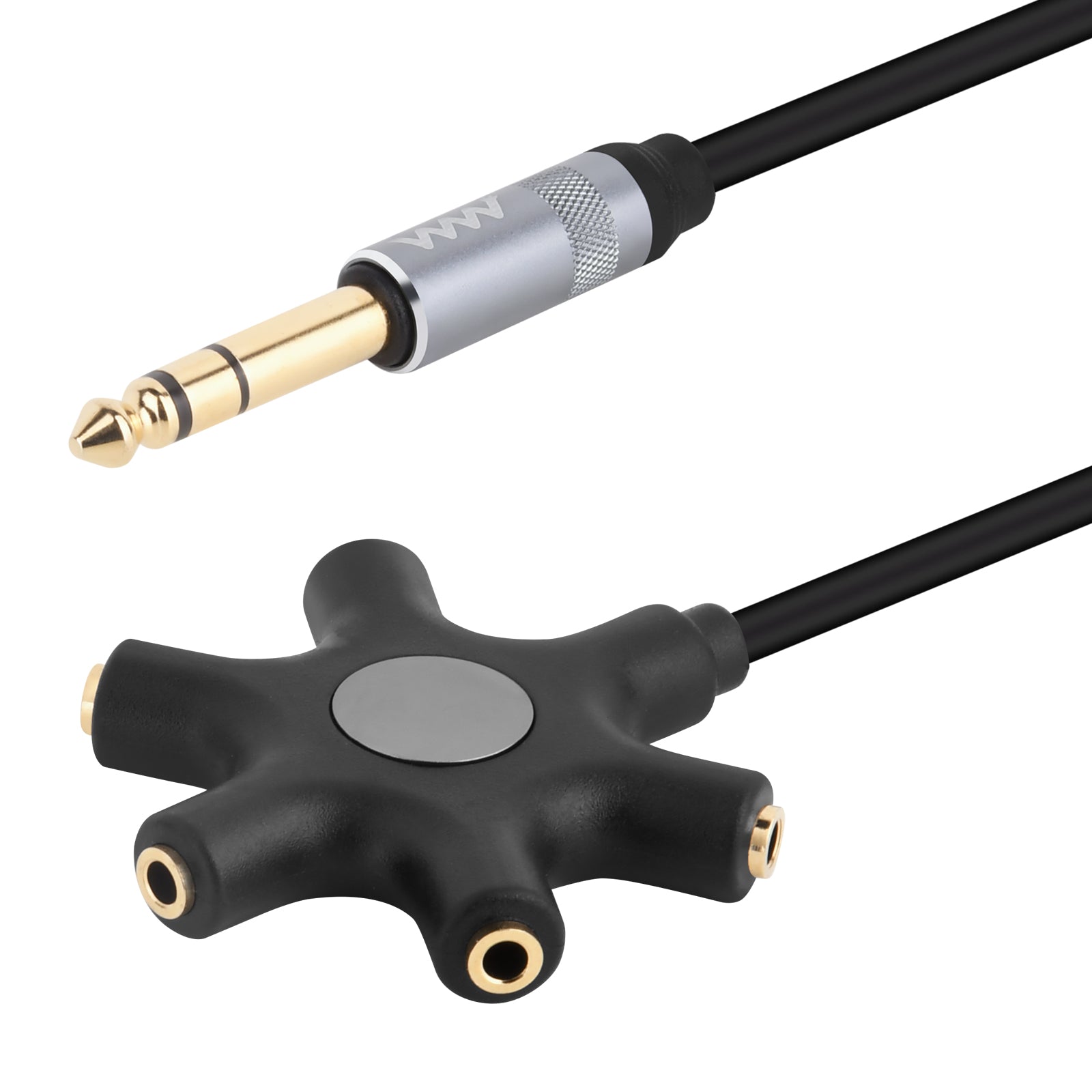 6.35mm (1/4 inch) TRS Stereo to 5-Way 3.5mm Female Stereo Headphone Audio Splitter 1m