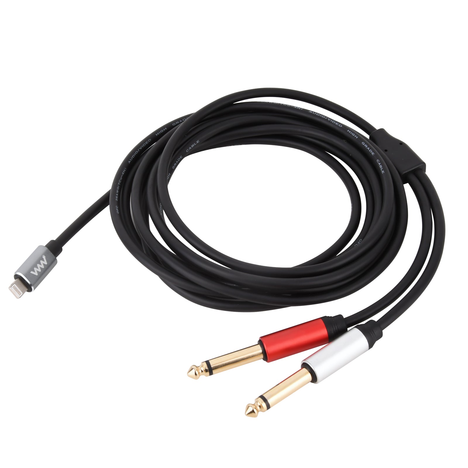 8 Pin to Dual 6.35mm Audio Cable For Amplifier Mixing iPhone iPad 3m