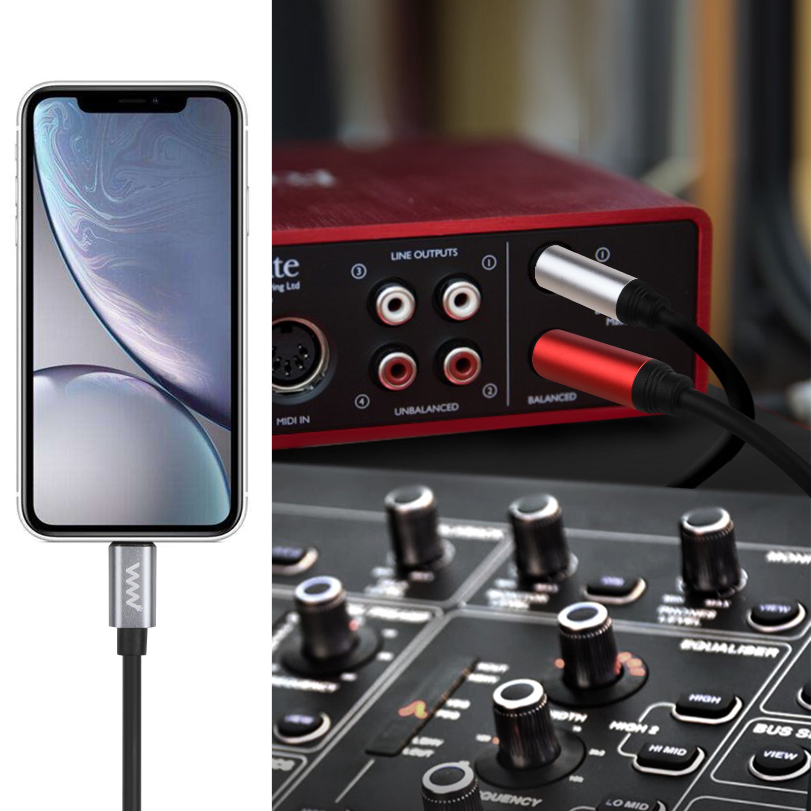 8 Pin to Dual 6.35mm Audio Cable For Amplifier Mixing iPhone iPad 3m