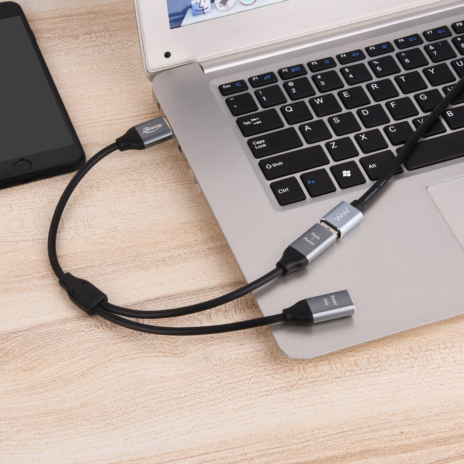 USB 2.0 Male to Dual Female Charging Data Y Splitter Cable 0.3m