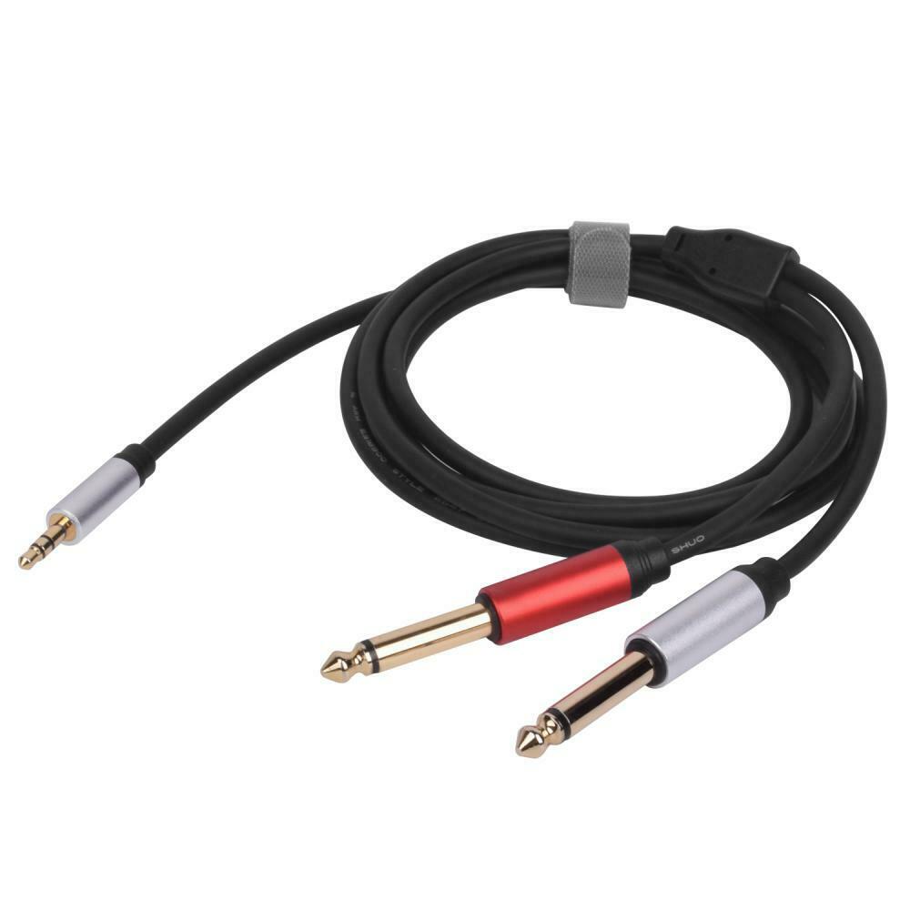 3.5mm TRS to Dual 6.35mm TS Cable – 1.5m Male to Mono Male Audio Y Splitter