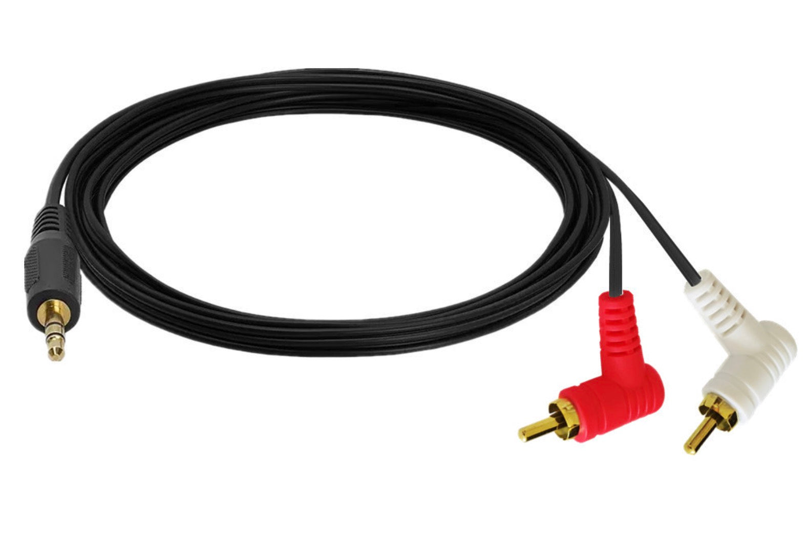 3.5mm jack to 2 RCA male audio cable angled connector